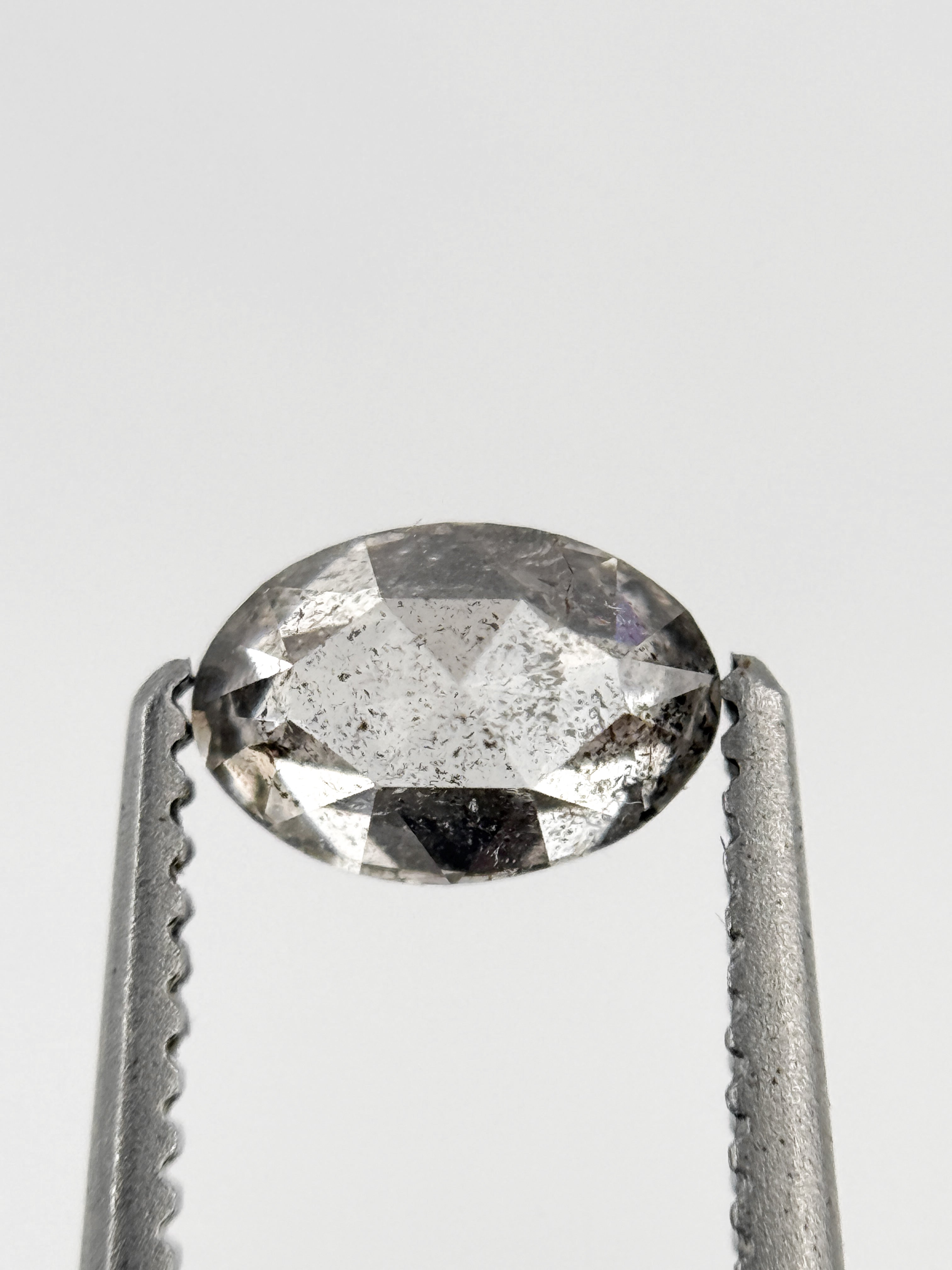 0.52 Ct Oval Rose Cut Grey Natural Minimalist Diamond
