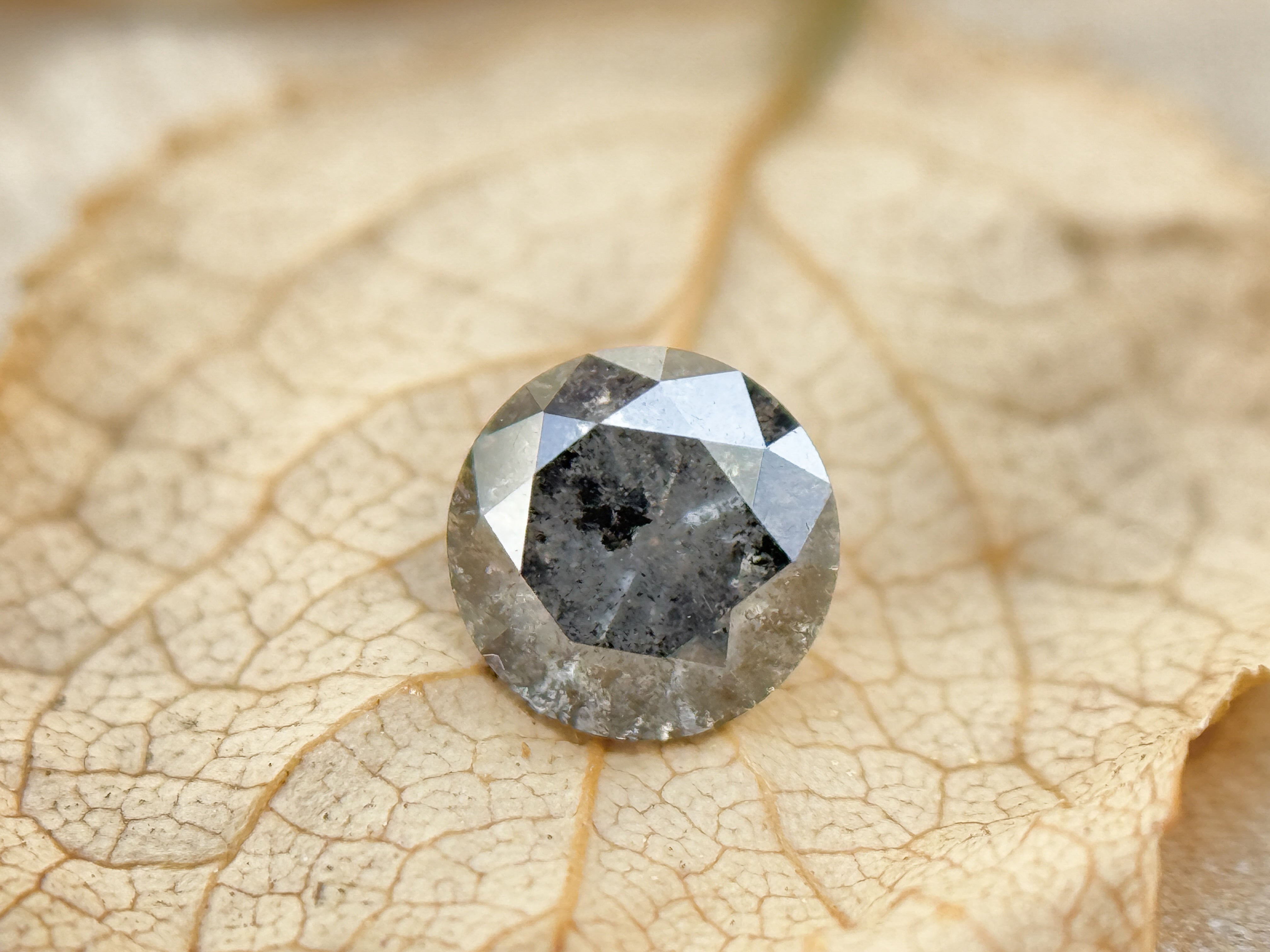0.40 Ct Round Brilliant Cut Grey Natural Salt and Pepper Diamond