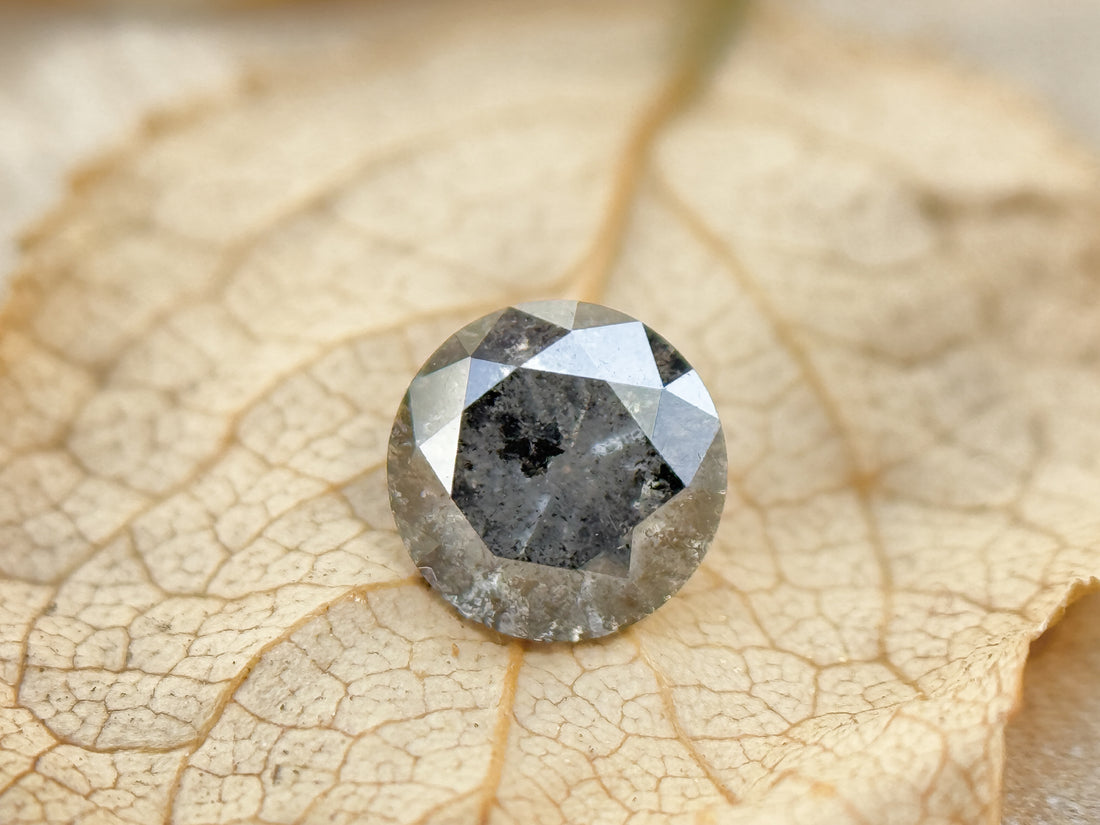 0.40 Ct Round Brilliant Cut Grey Natural Salt and Pepper Diamond