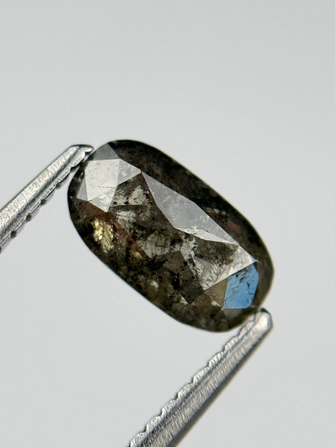 1.0 Ct Oval Rose Cut Grey Natural Salt and Pepper Diamond