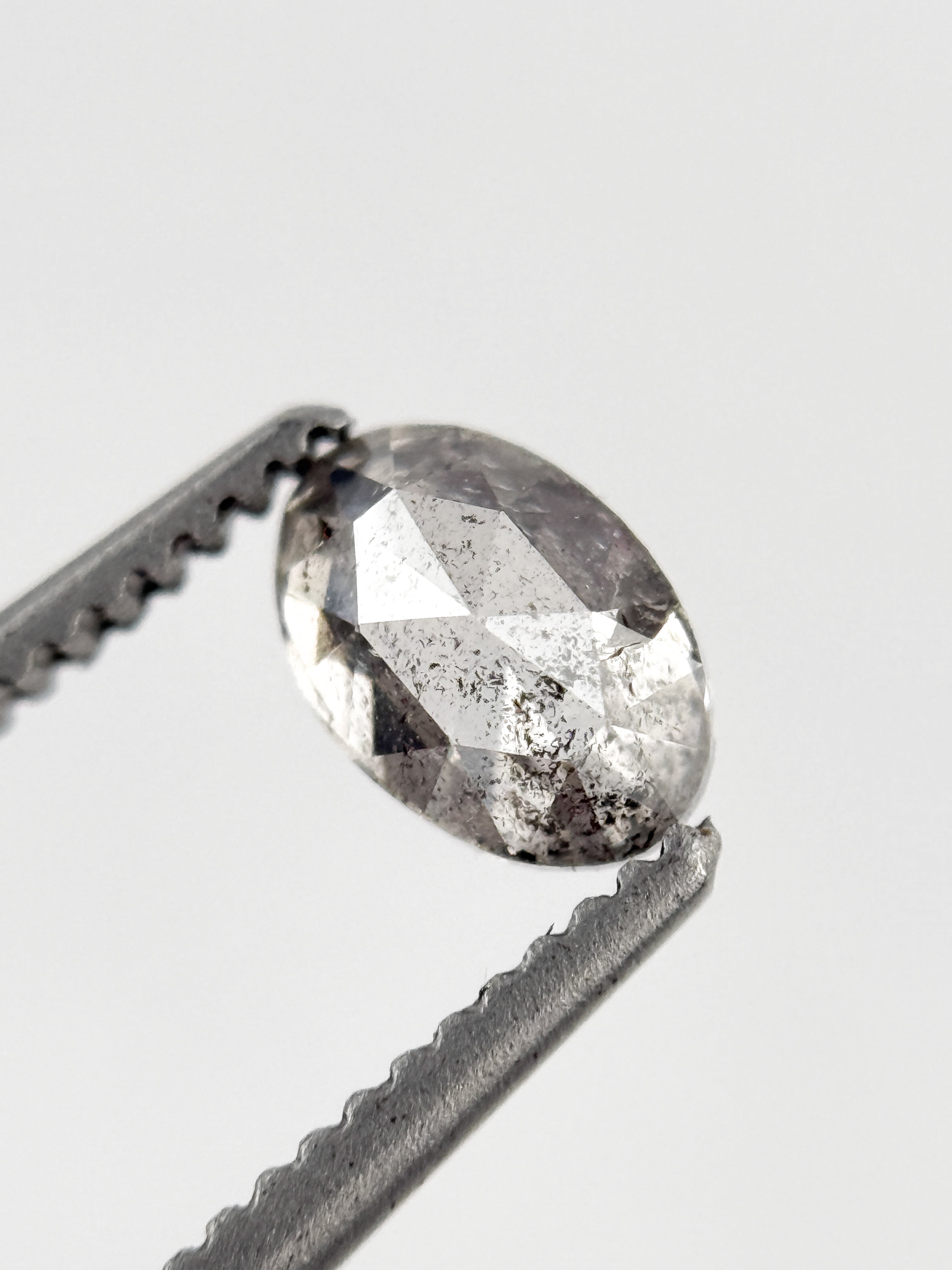 0.52 Ct Oval Rose Cut Grey Natural Minimalist Diamond