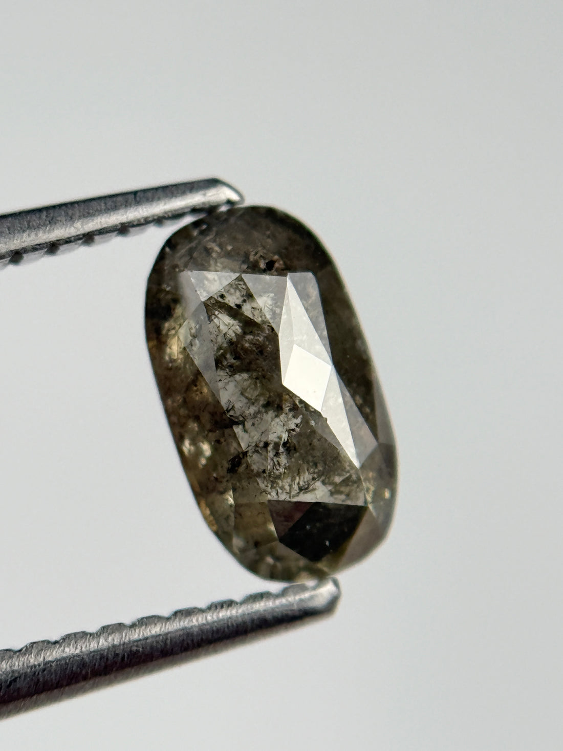 1.0 Ct Oval Rose Cut Grey Natural Salt and Pepper Diamond