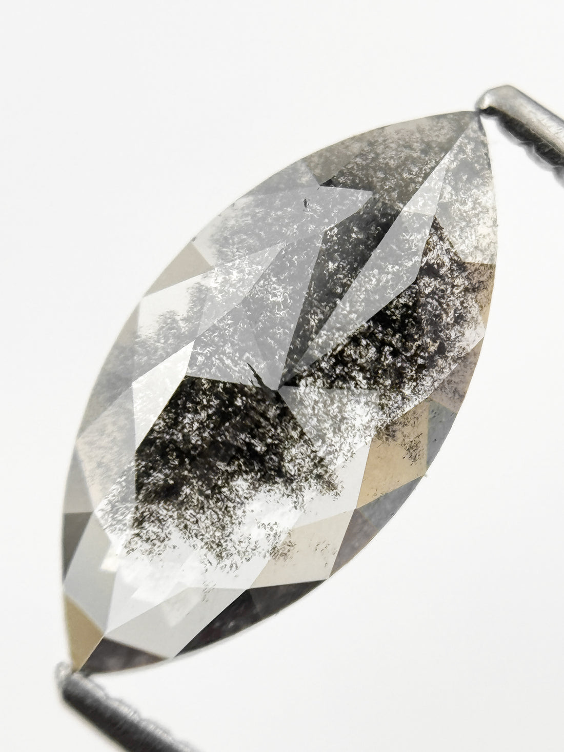 1.73 Ct Marquise Rose Cut Grey Natural Galaxy Diamond
