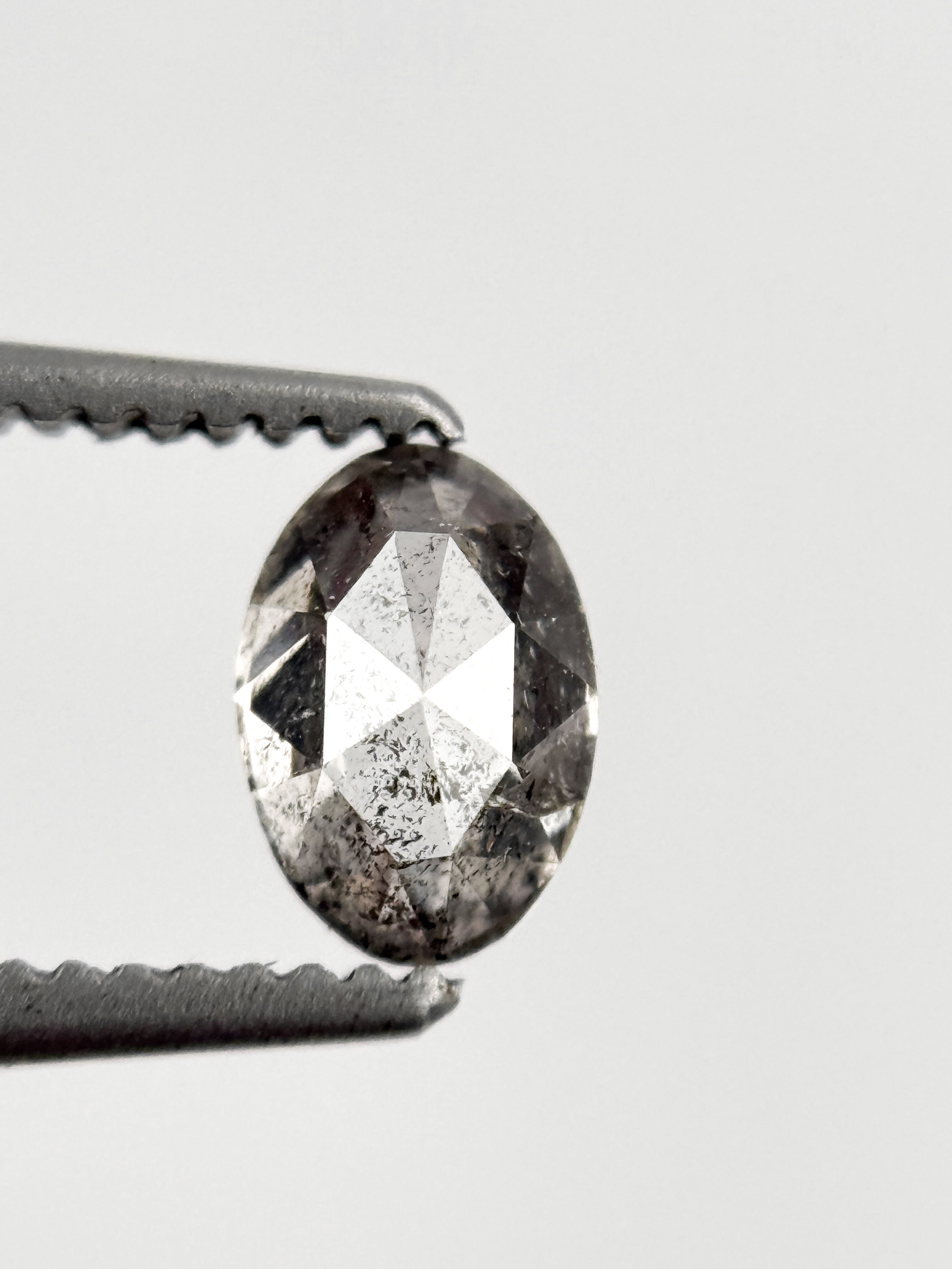 0.52 Ct Oval Rose Cut Grey Natural Minimalist Diamond