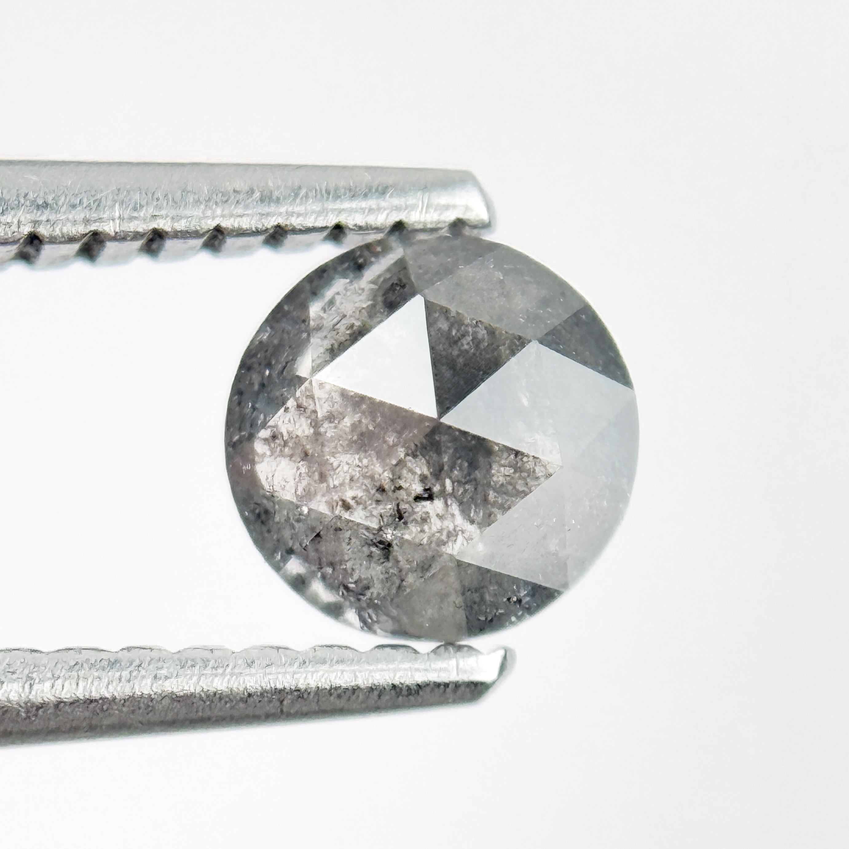 0.51 Ct Round Rose Cut Grey Natural Salt and Pepper Diamond
