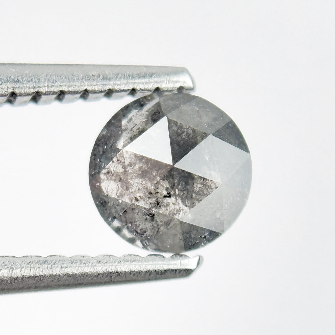 0.51 Ct Round Rose Cut Grey Natural Salt and Pepper Diamond