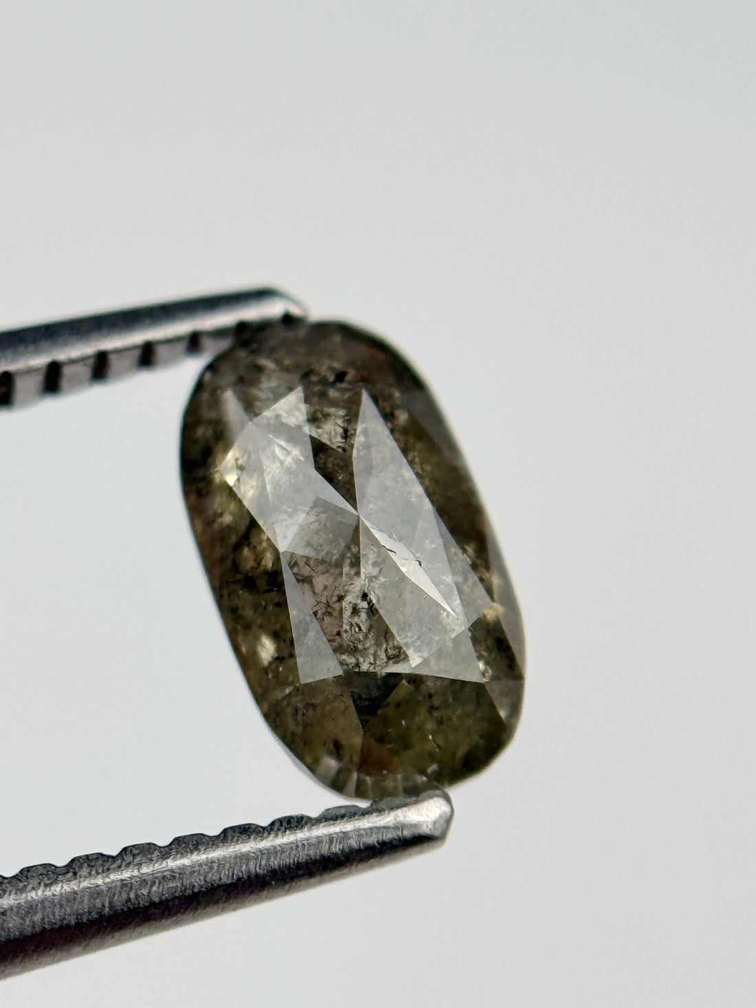 1.0 Ct Oval Rose Cut Grey Natural Salt and Pepper Diamond