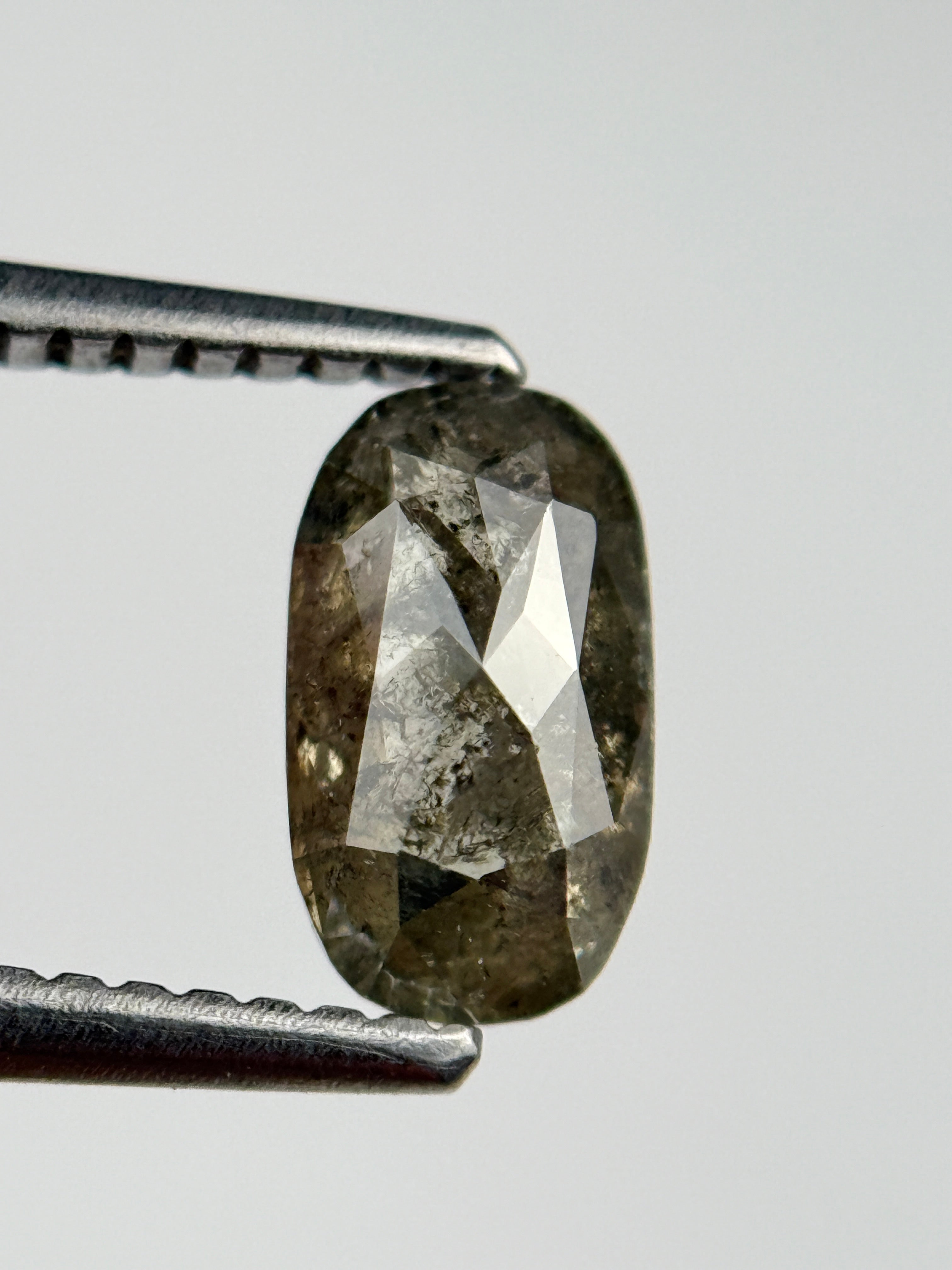 1.0 Ct Oval Rose Cut Grey Natural Salt and Pepper Diamond