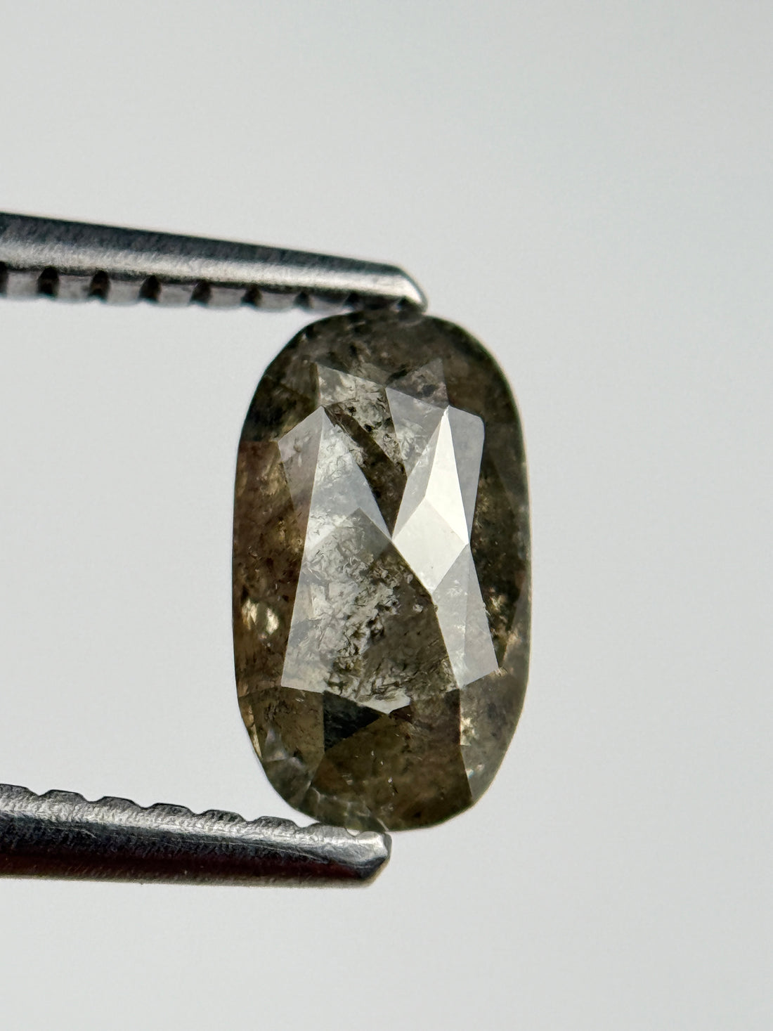 1.0 Ct Oval Rose Cut Grey Natural Salt and Pepper Diamond