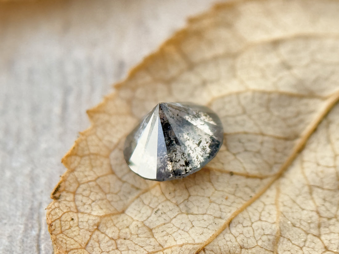 0.40 Ct Round Brilliant Cut Grey Natural Salt and Pepper Diamond