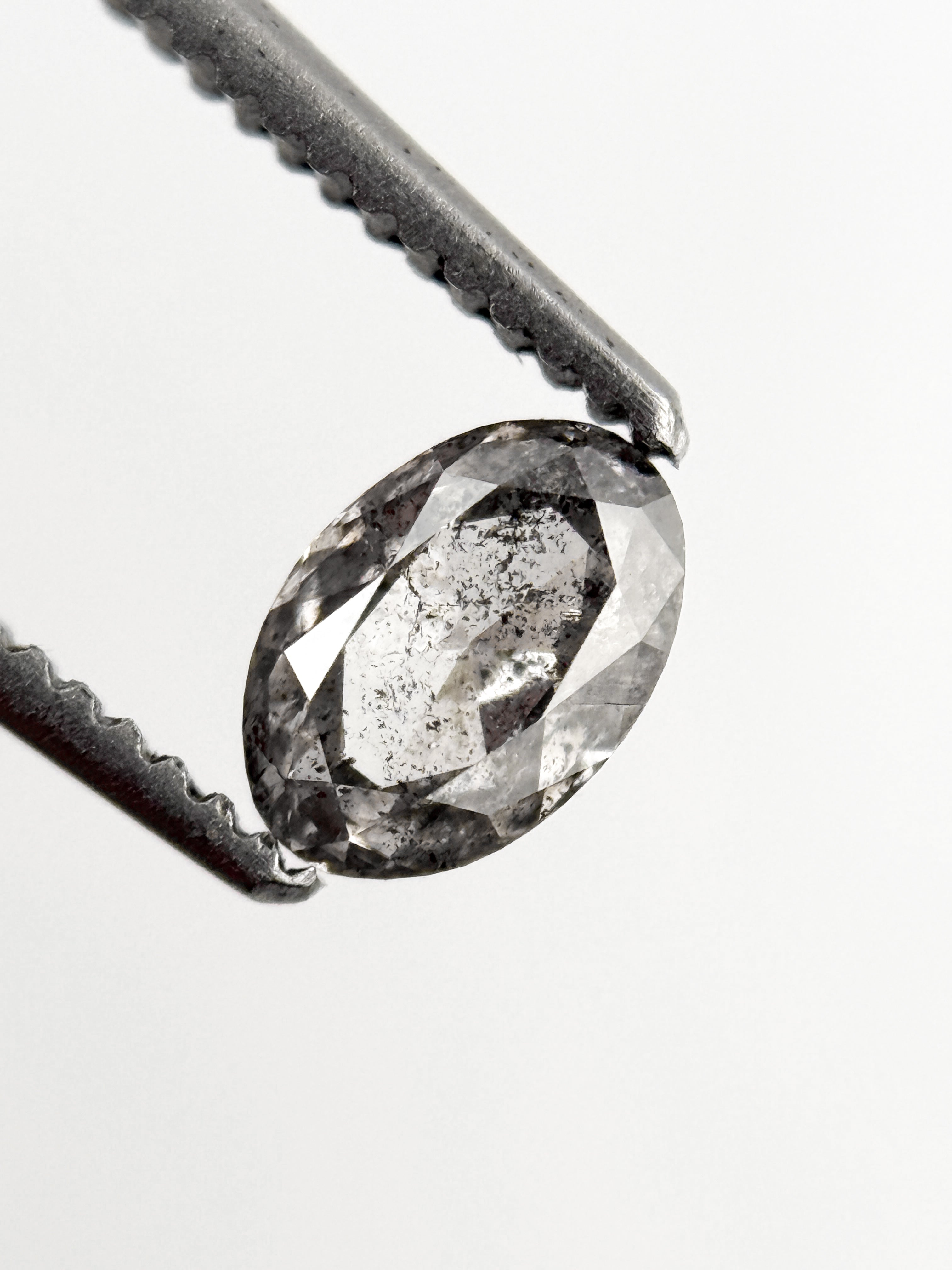 0.52 Ct Oval Rose Cut Grey Natural Minimalist Diamond