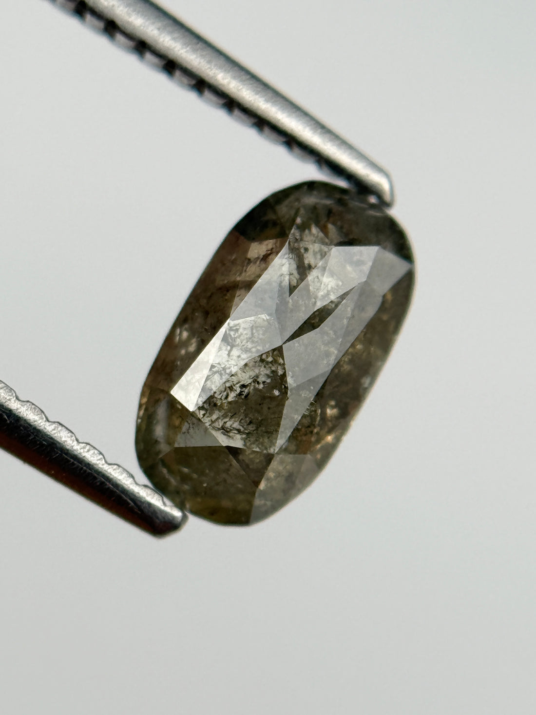 1.0 Ct Oval Rose Cut Grey Natural Salt and Pepper Diamond