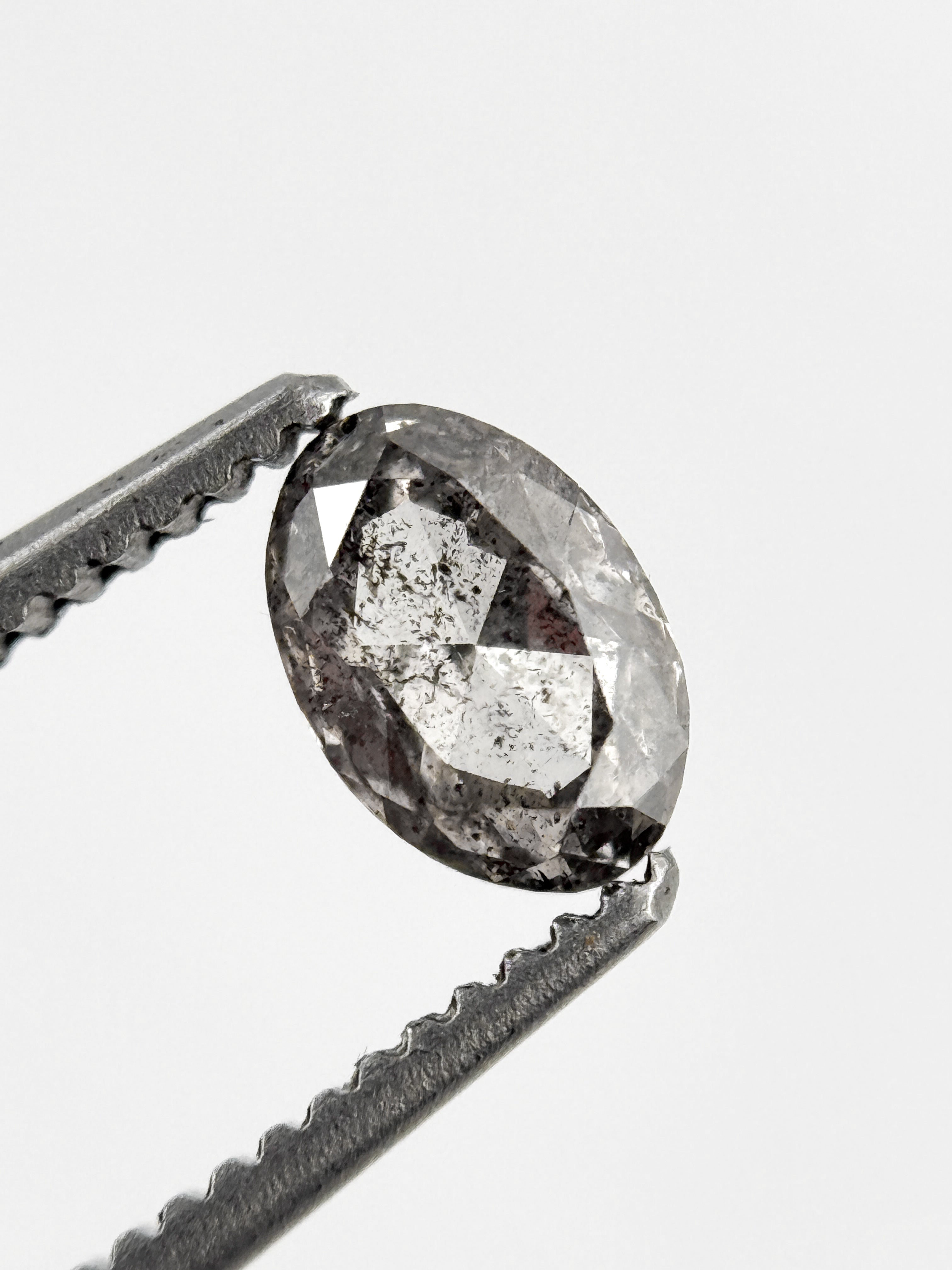 0.52 Ct Oval Rose Cut Grey Natural Minimalist Diamond