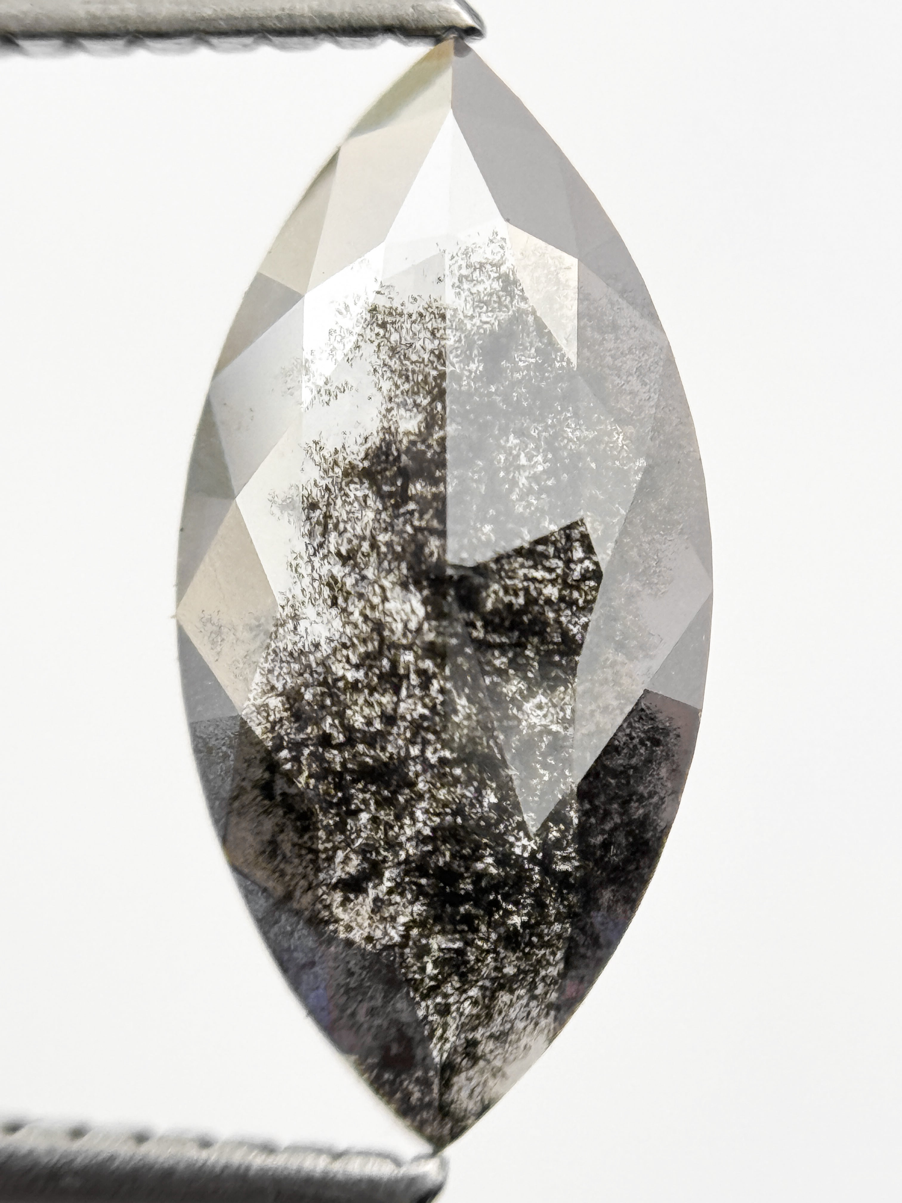 1.73 Ct Marquise Rose Cut Grey Natural Galaxy Diamond