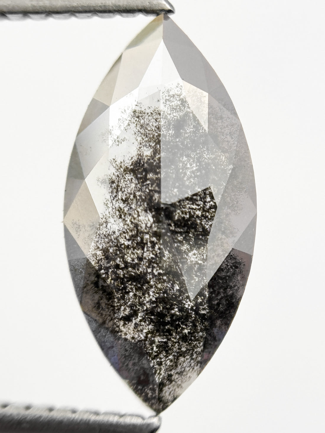 1.73 Ct Marquise Rose Cut Grey Natural Galaxy Diamond