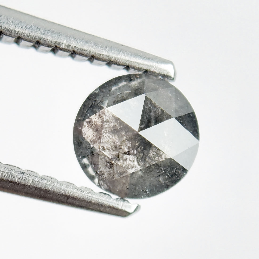 0.51 Ct Round Rose Cut Grey Natural Salt and Pepper Diamond
