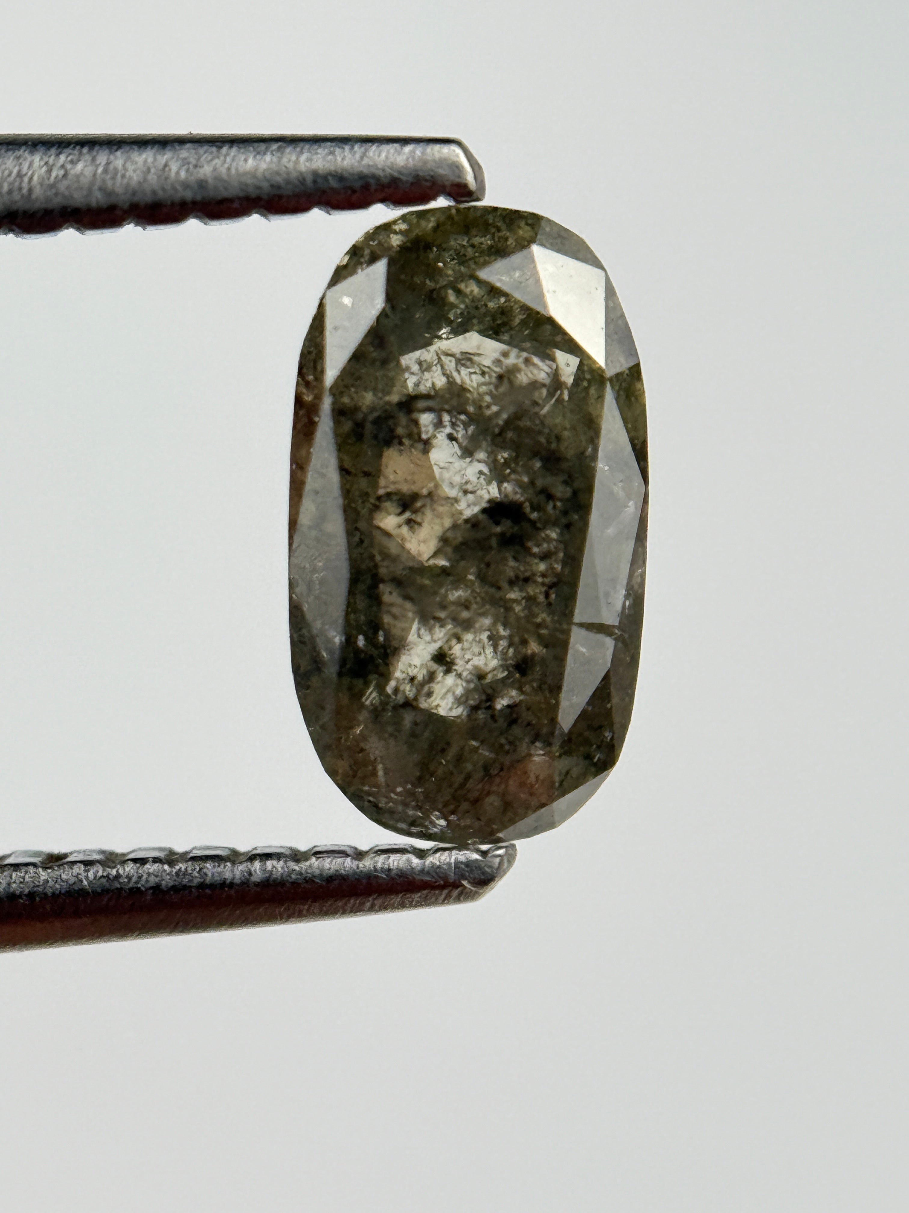 1.0 Ct Oval Rose Cut Grey Natural Salt and Pepper Diamond
