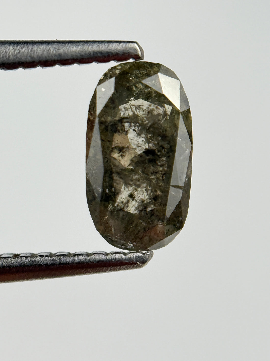 1.0 Ct Oval Rose Cut Grey Natural Salt and Pepper Diamond