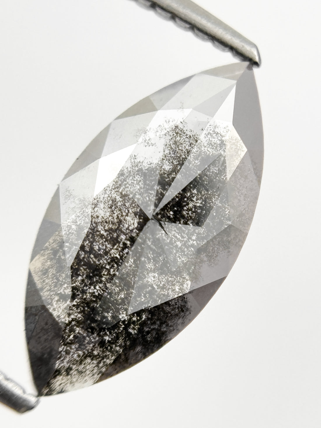1.73 Ct Marquise Rose Cut Grey Natural Galaxy Diamond