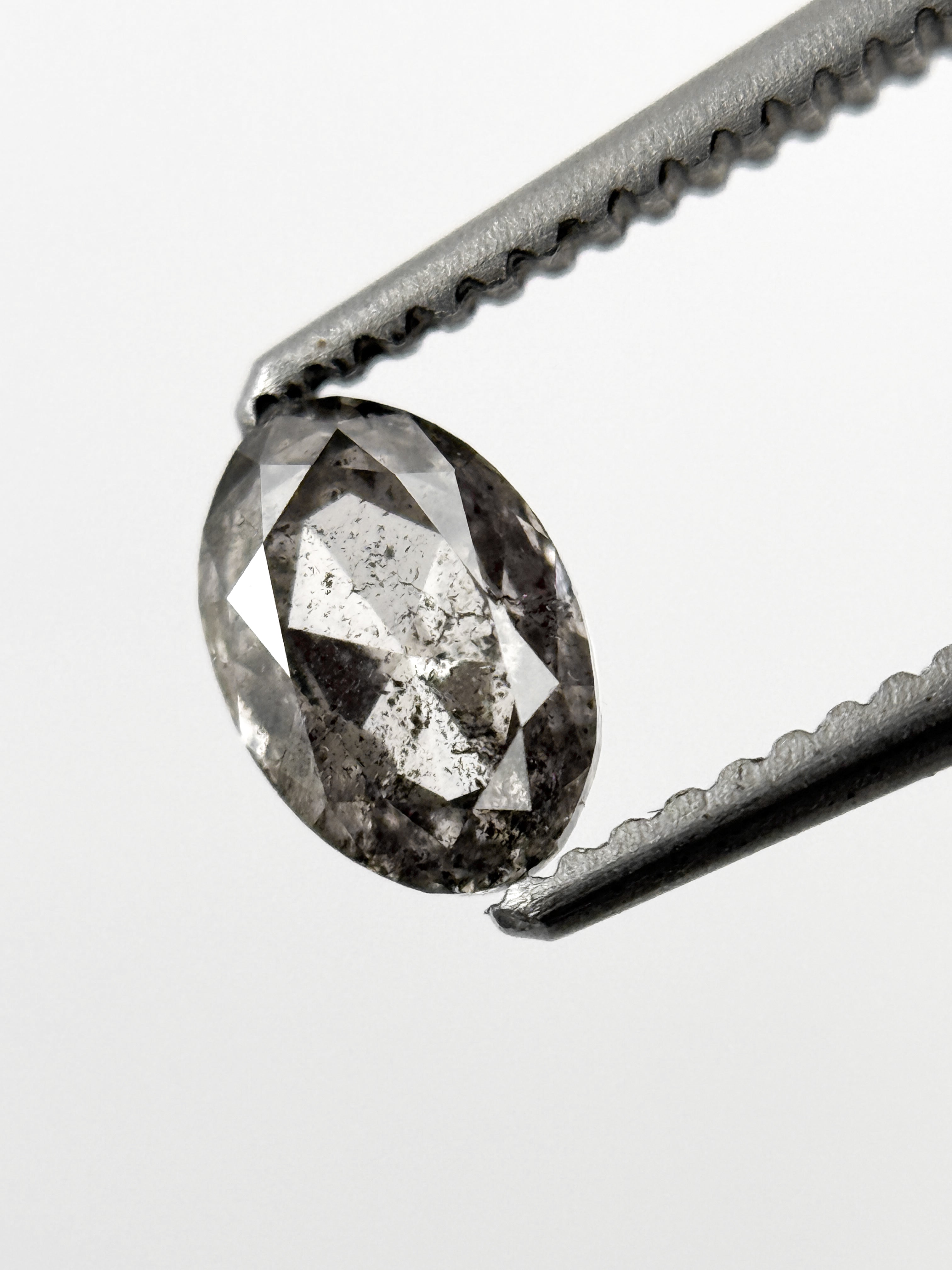 0.52 Ct Oval Rose Cut Grey Natural Minimalist Diamond