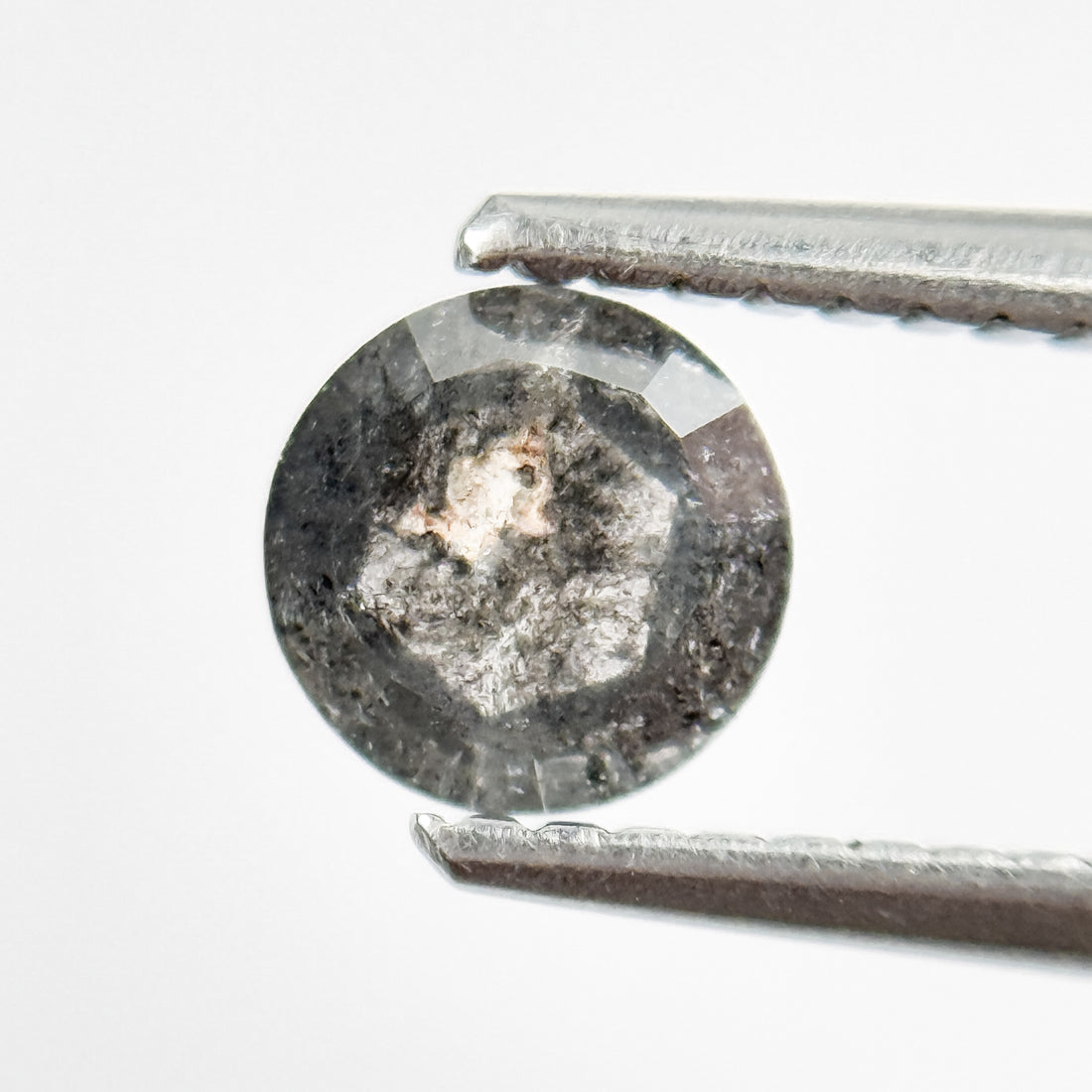 0.51 Ct Round Rose Cut Grey Natural Salt and Pepper Diamond