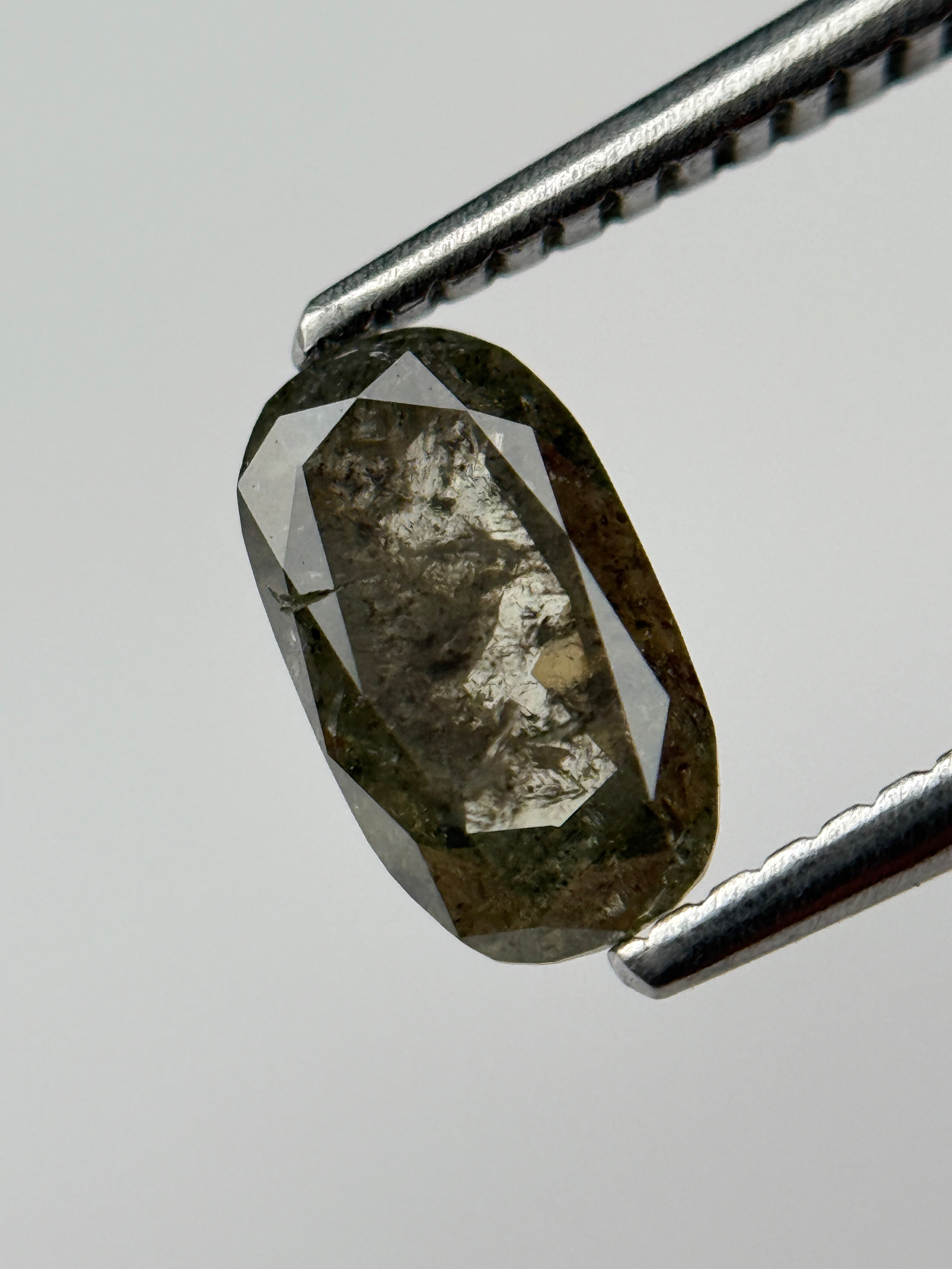 1.0 Ct Oval Rose Cut Grey Natural Salt and Pepper Diamond