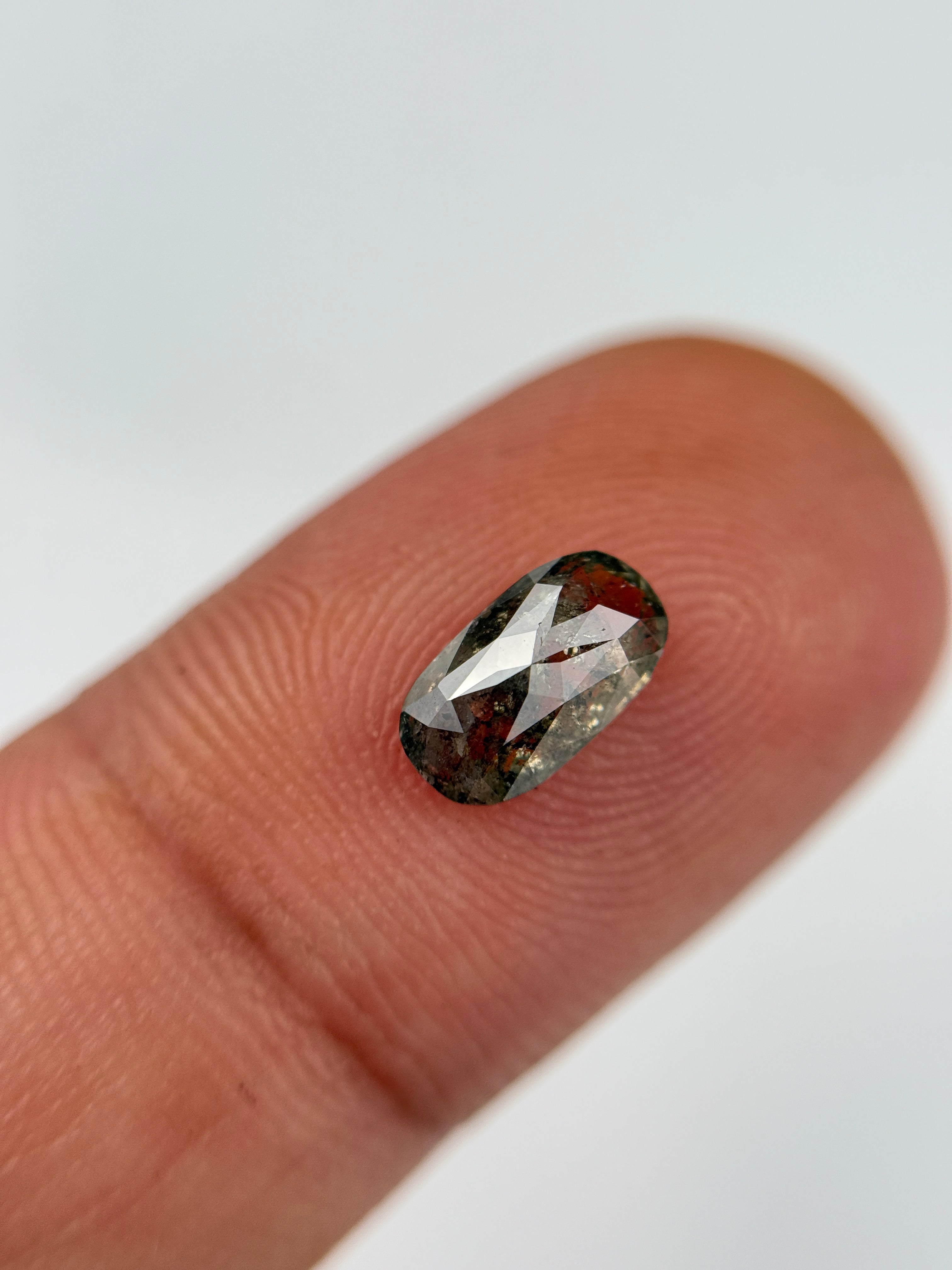1.0 Ct Oval Rose Cut Grey Natural Salt and Pepper Diamond