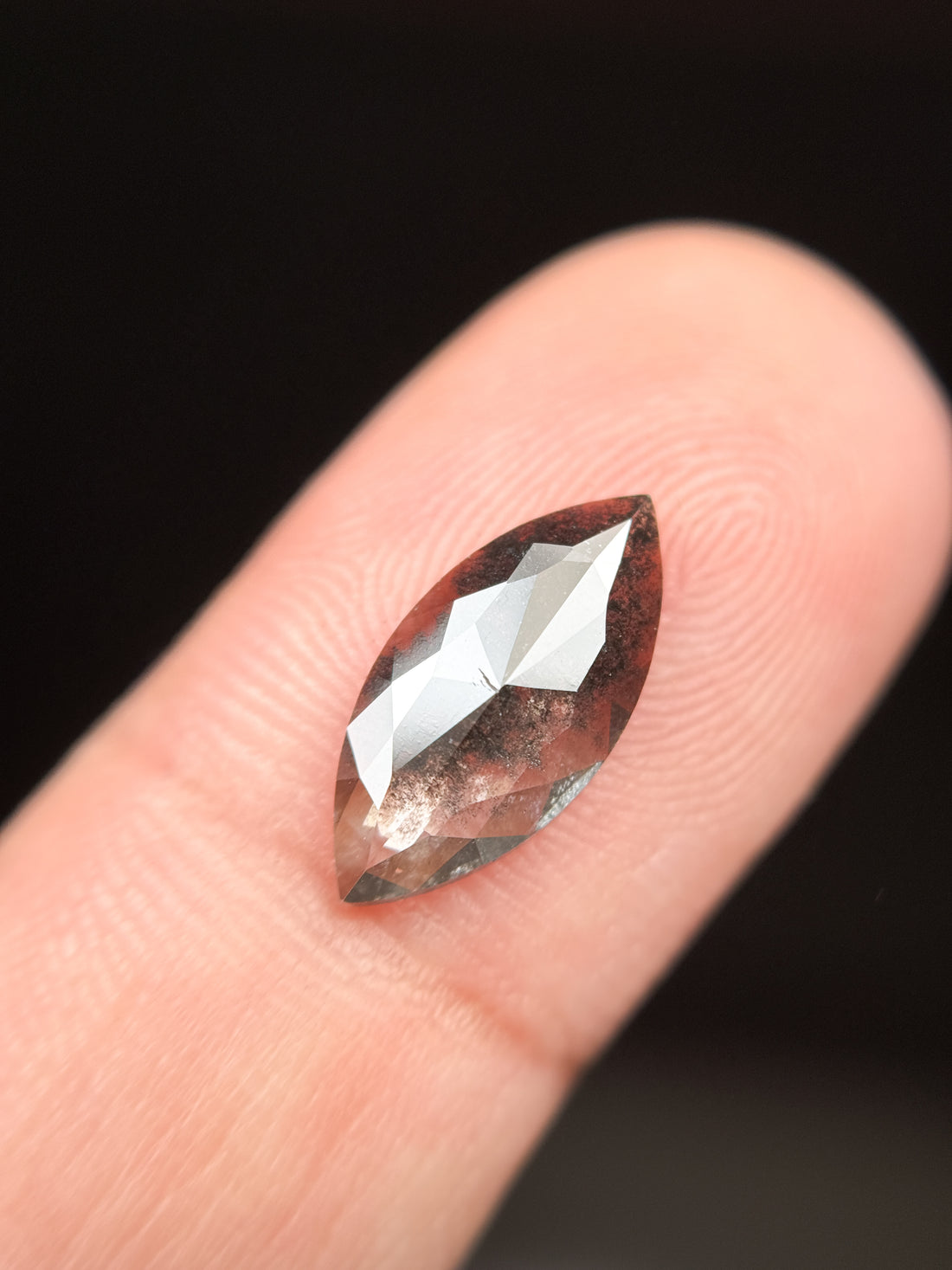 1.73 Ct Marquise Rose Cut Grey Natural Galaxy Diamond