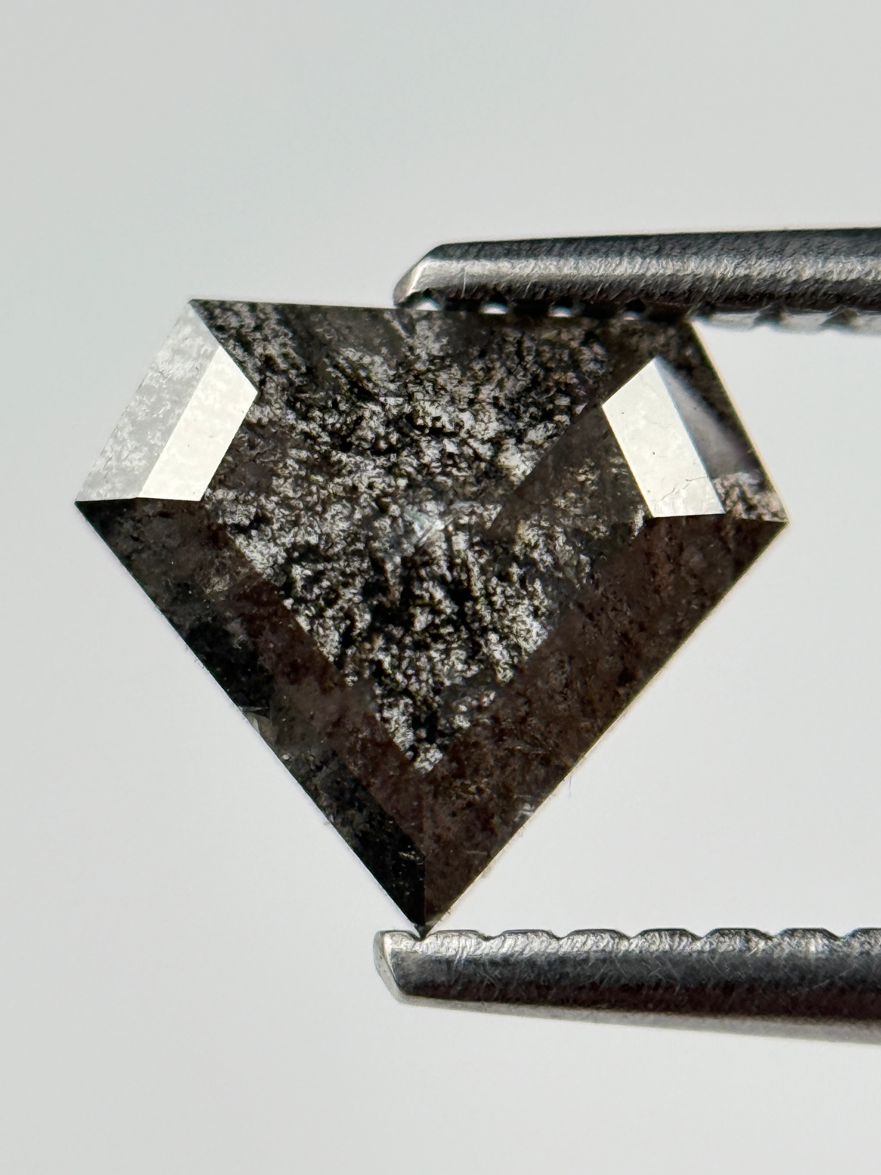 1.04 Ct Pentagon Rose Cut Grey Natural Salt and Pepper Diamond