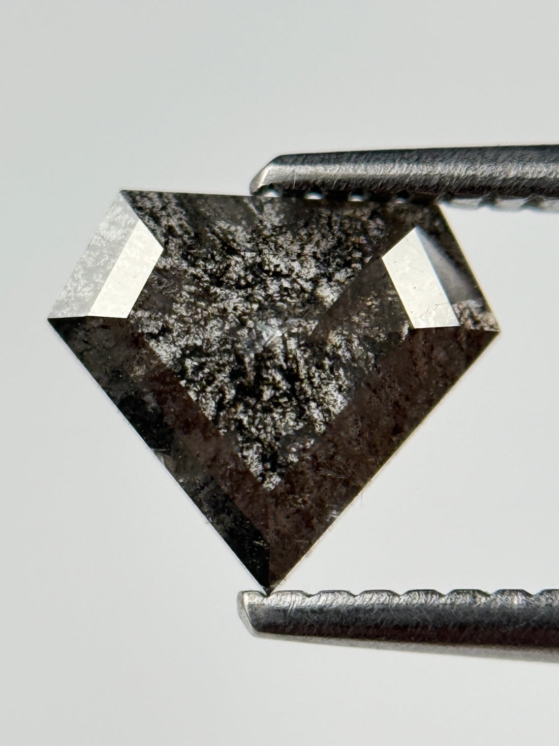 1.04 Ct Pentagon Rose Cut Grey Natural Salt and Pepper Diamond