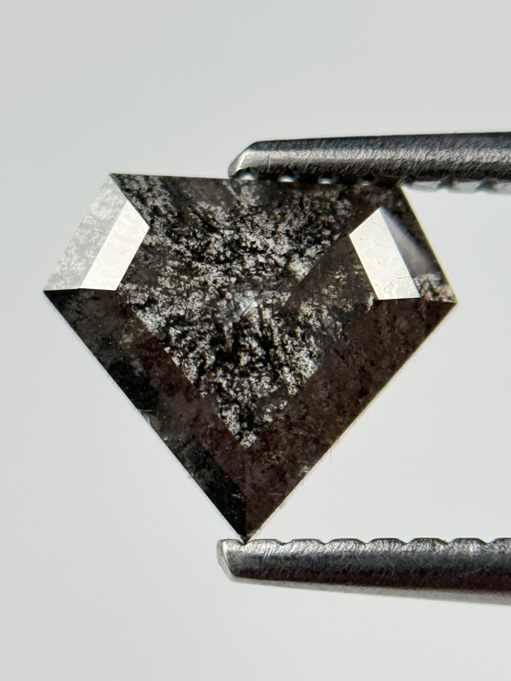 1.04 Ct Pentagon Rose Cut Grey Natural Salt and Pepper Diamond
