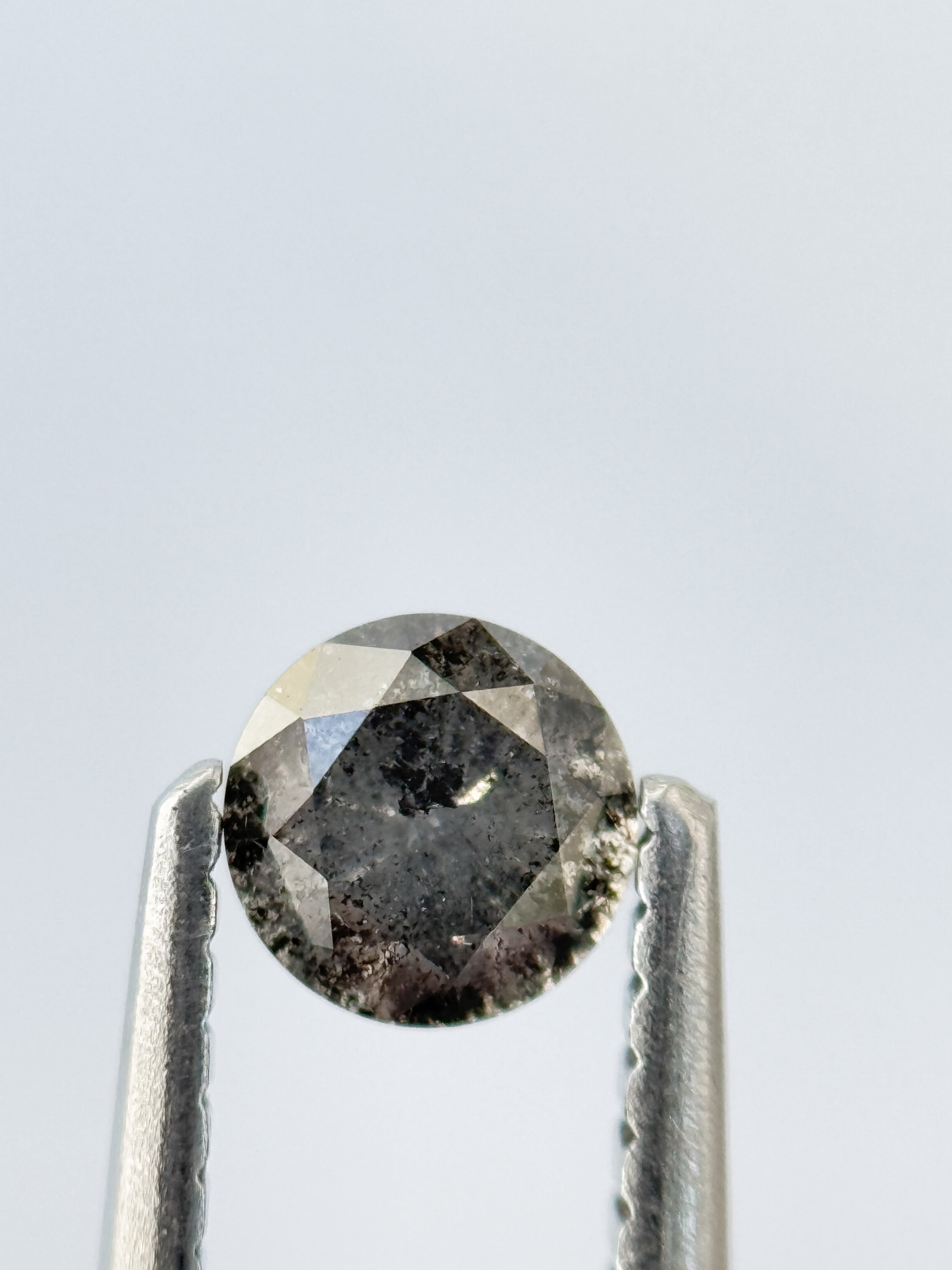 0.40 Ct Round Brilliant Cut Grey Natural Salt and Pepper Diamond