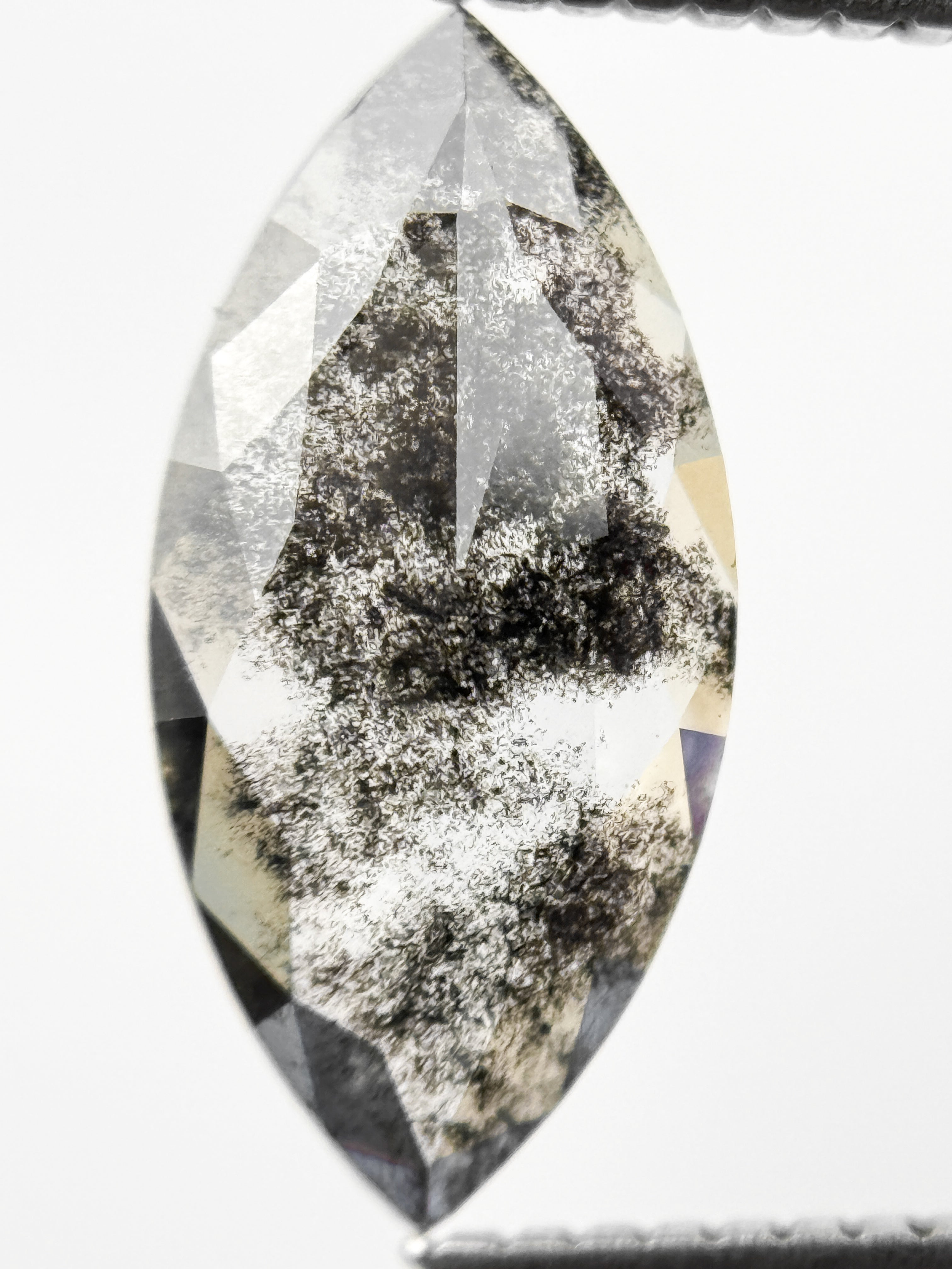 1.79 Ct Marquise Rose Cut Grey Natural Galaxy Diamond