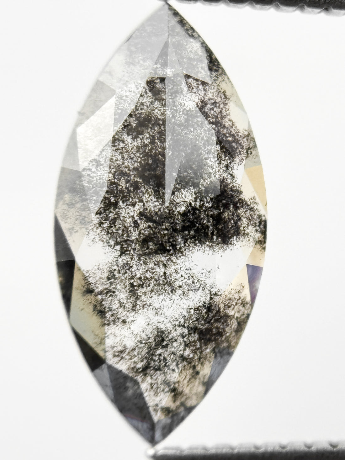 1.79 Ct Marquise Rose Cut Grey Natural Galaxy Diamond