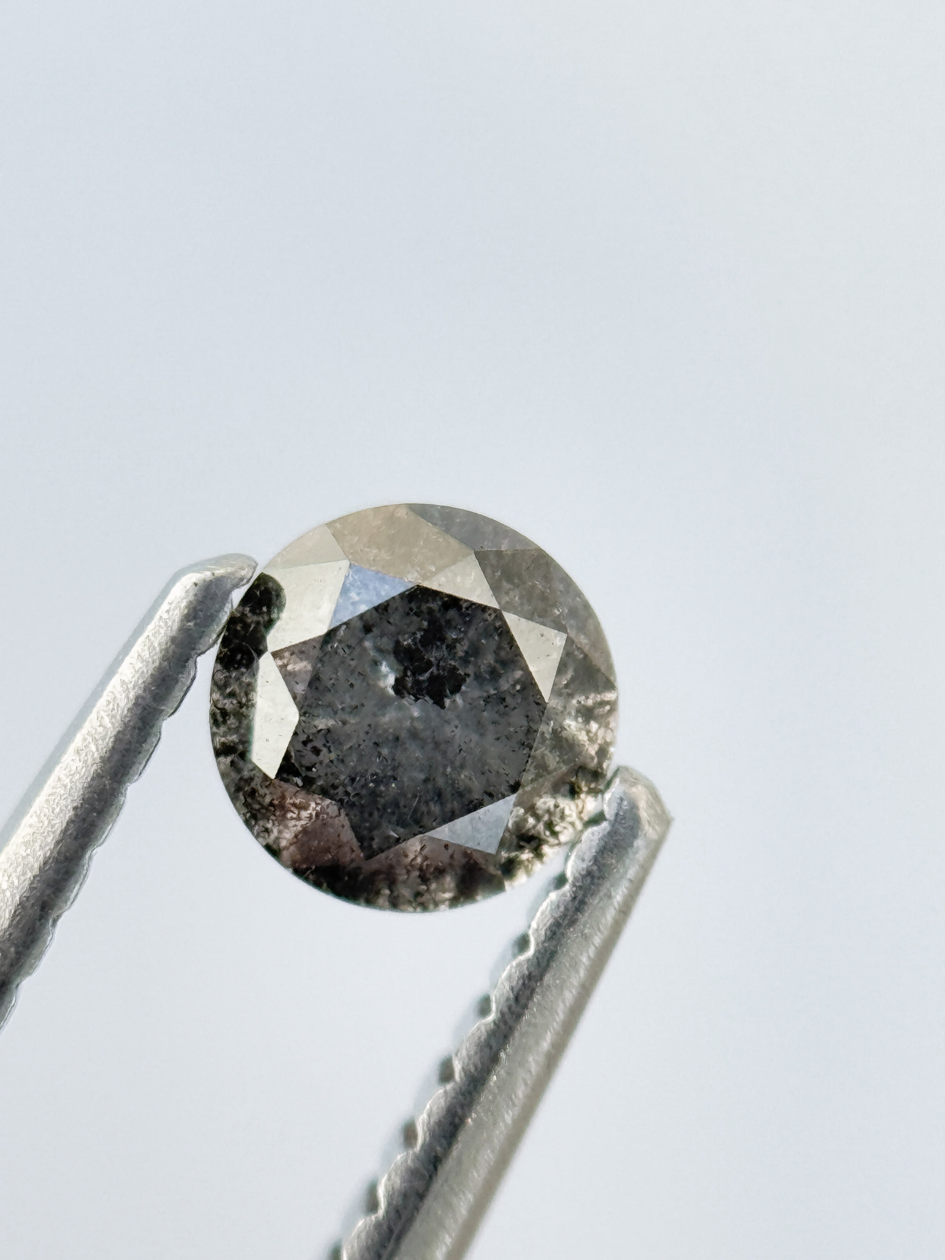 0.40 Ct Round Brilliant Cut Grey Natural Salt and Pepper Diamond