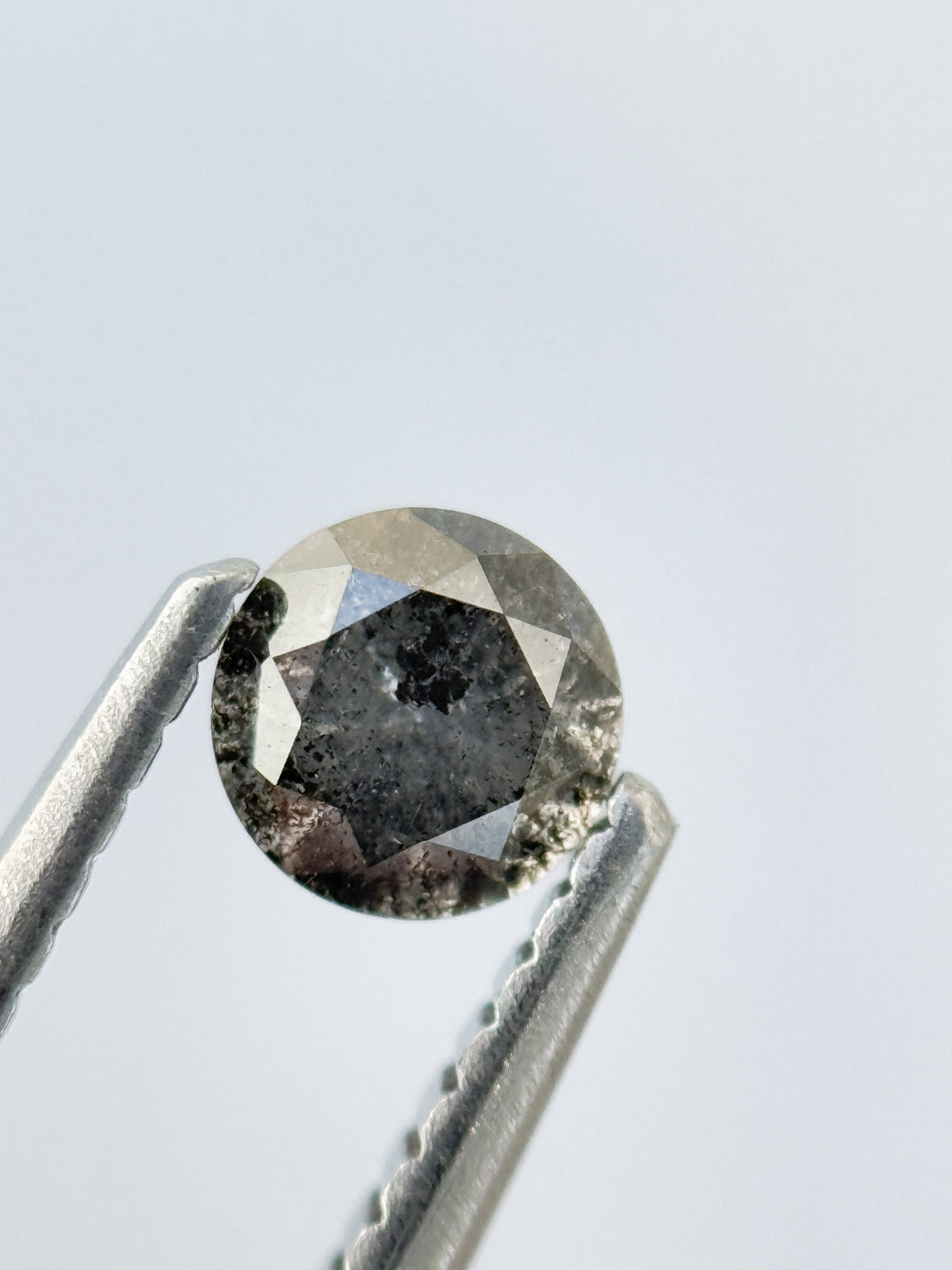 0.40 Ct Round Brilliant Cut Grey Natural Salt and Pepper Diamond