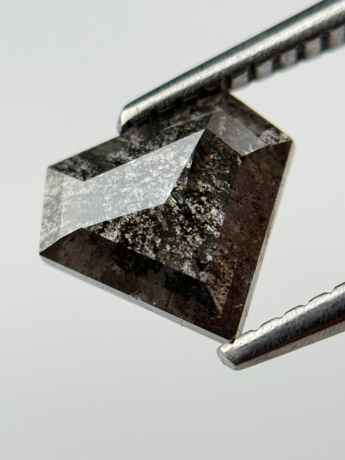 1.04 Ct Pentagon Rose Cut Grey Natural Salt and Pepper Diamond