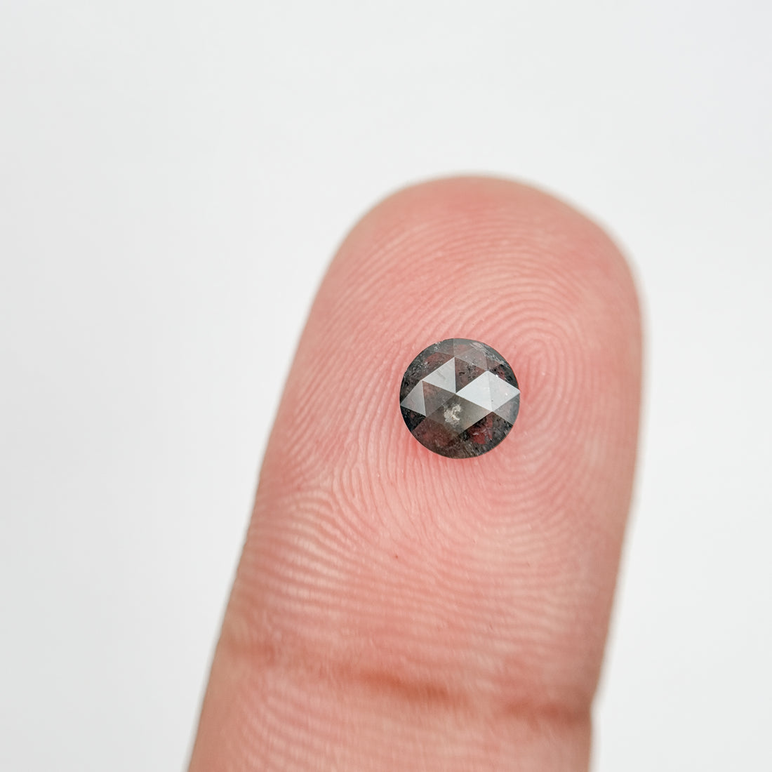 0.51 Ct Round Rose Cut Grey Natural Salt and Pepper Diamond