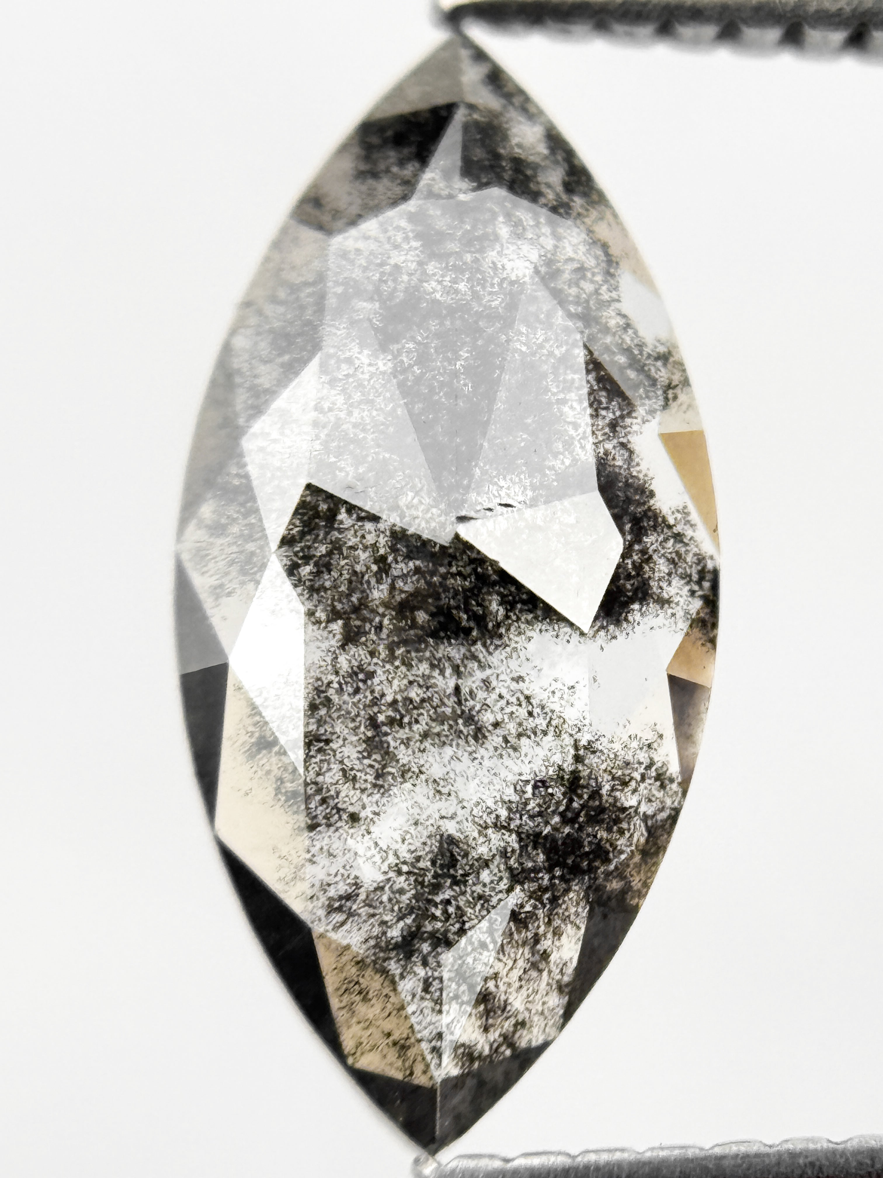 1.79 Ct Marquise Rose Cut Grey Natural Galaxy Diamond