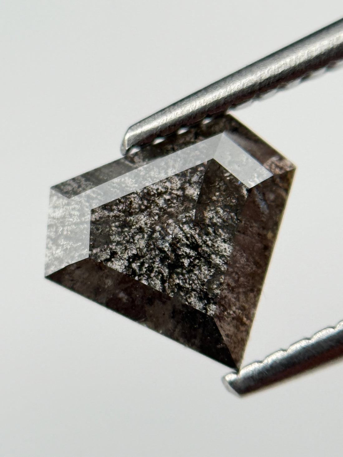 1.04 Ct Pentagon Rose Cut Grey Natural Salt and Pepper Diamond