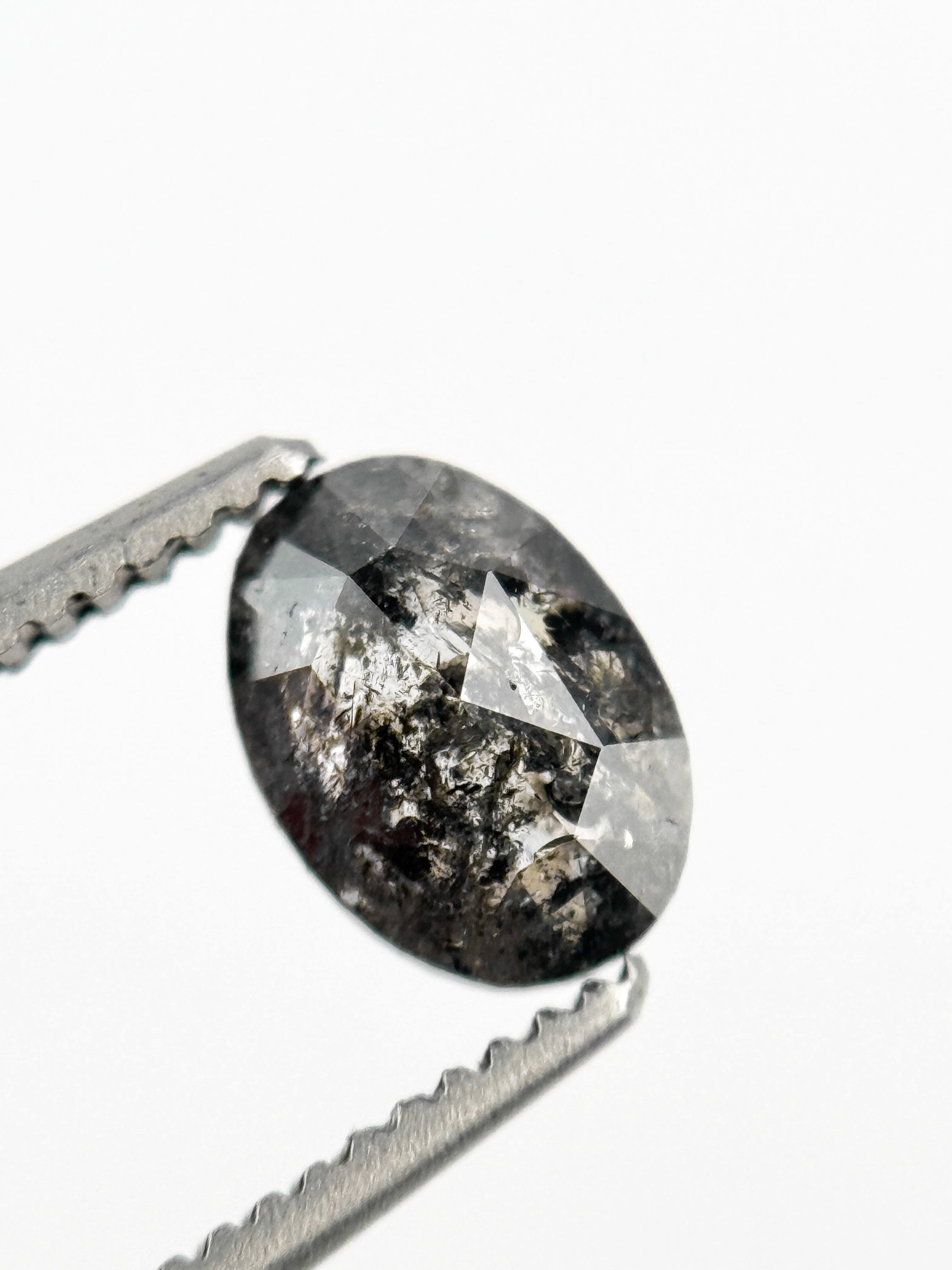0.67 Ct Oval Rose Cut Grey Natural Minimalist Diamond