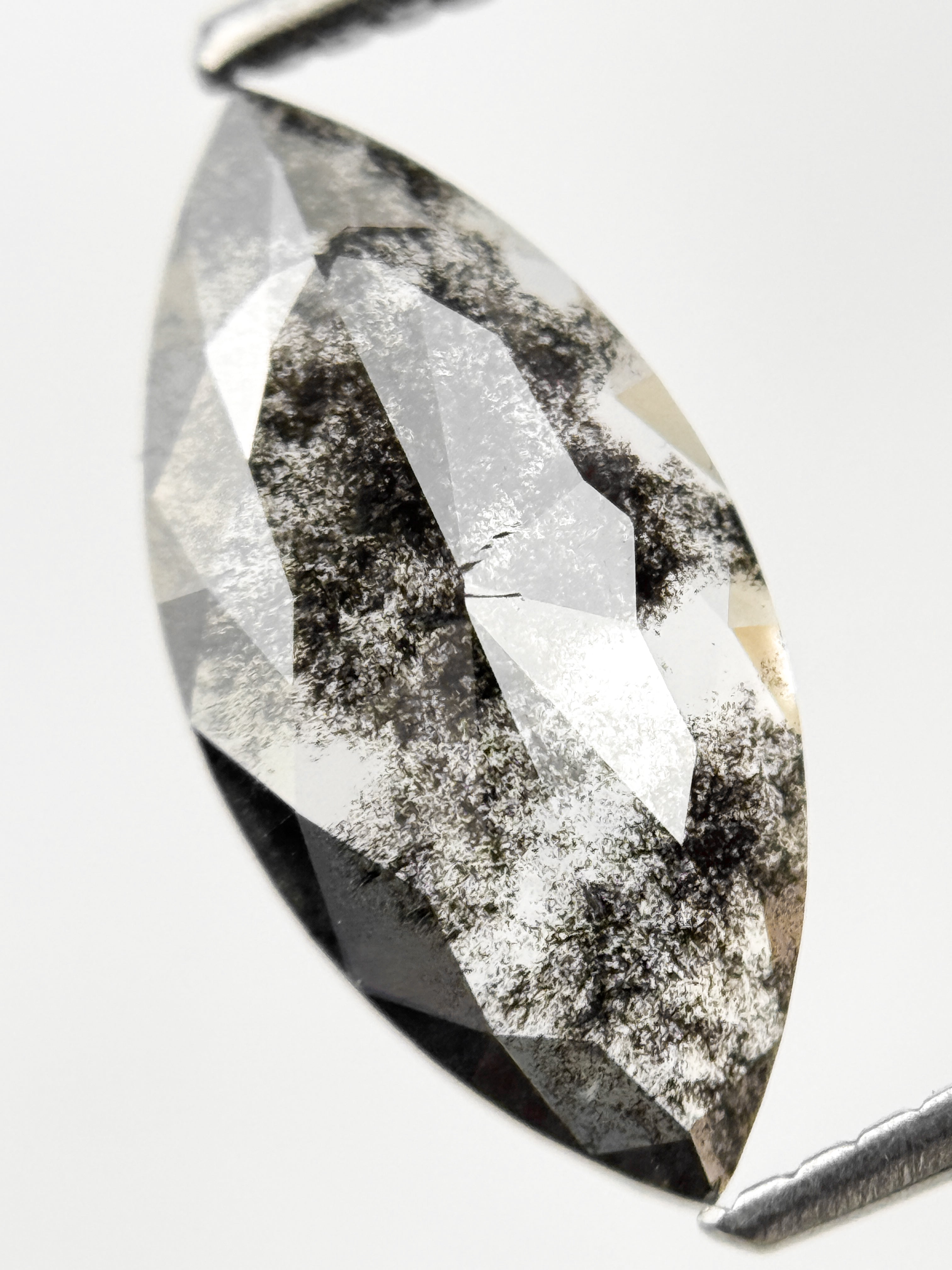 1.79 Ct Marquise Rose Cut Grey Natural Galaxy Diamond