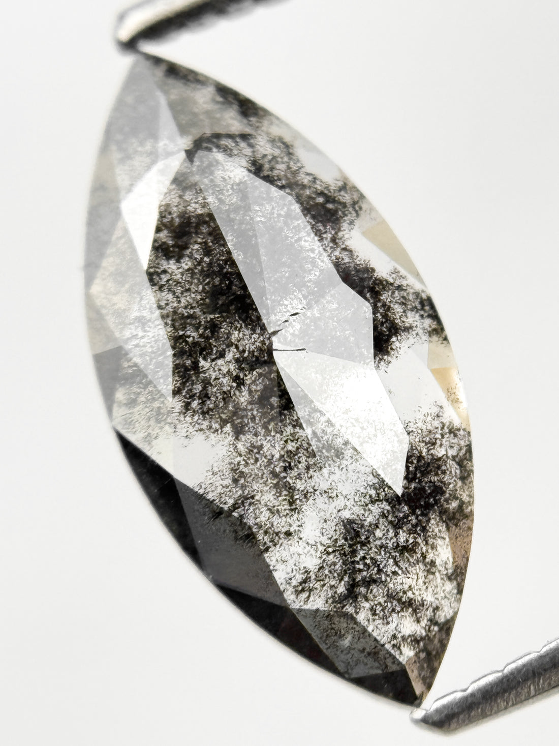 1.79 Ct Marquise Rose Cut Grey Natural Galaxy Diamond
