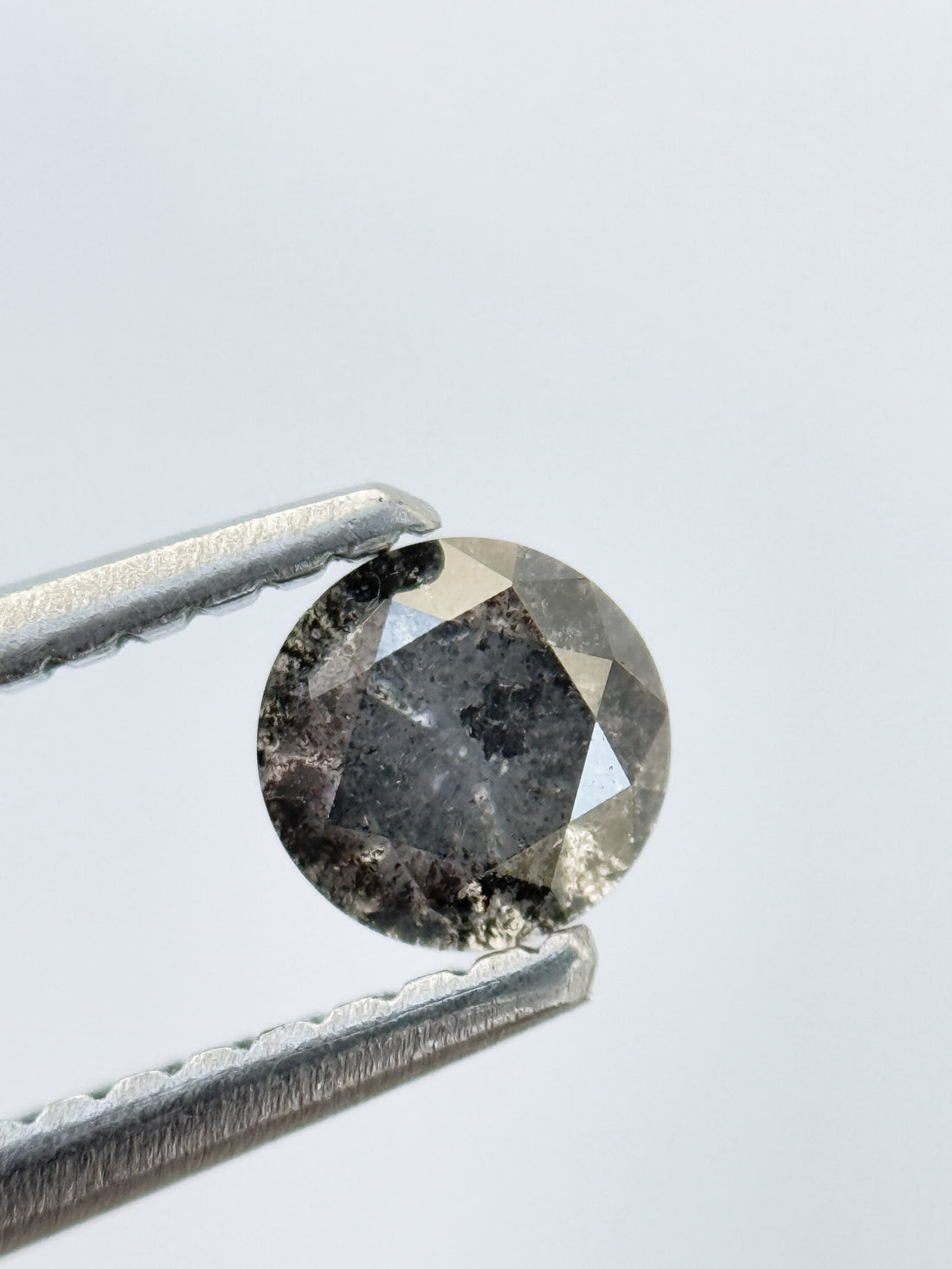 0.40 Ct Round Brilliant Cut Grey Natural Salt and Pepper Diamond