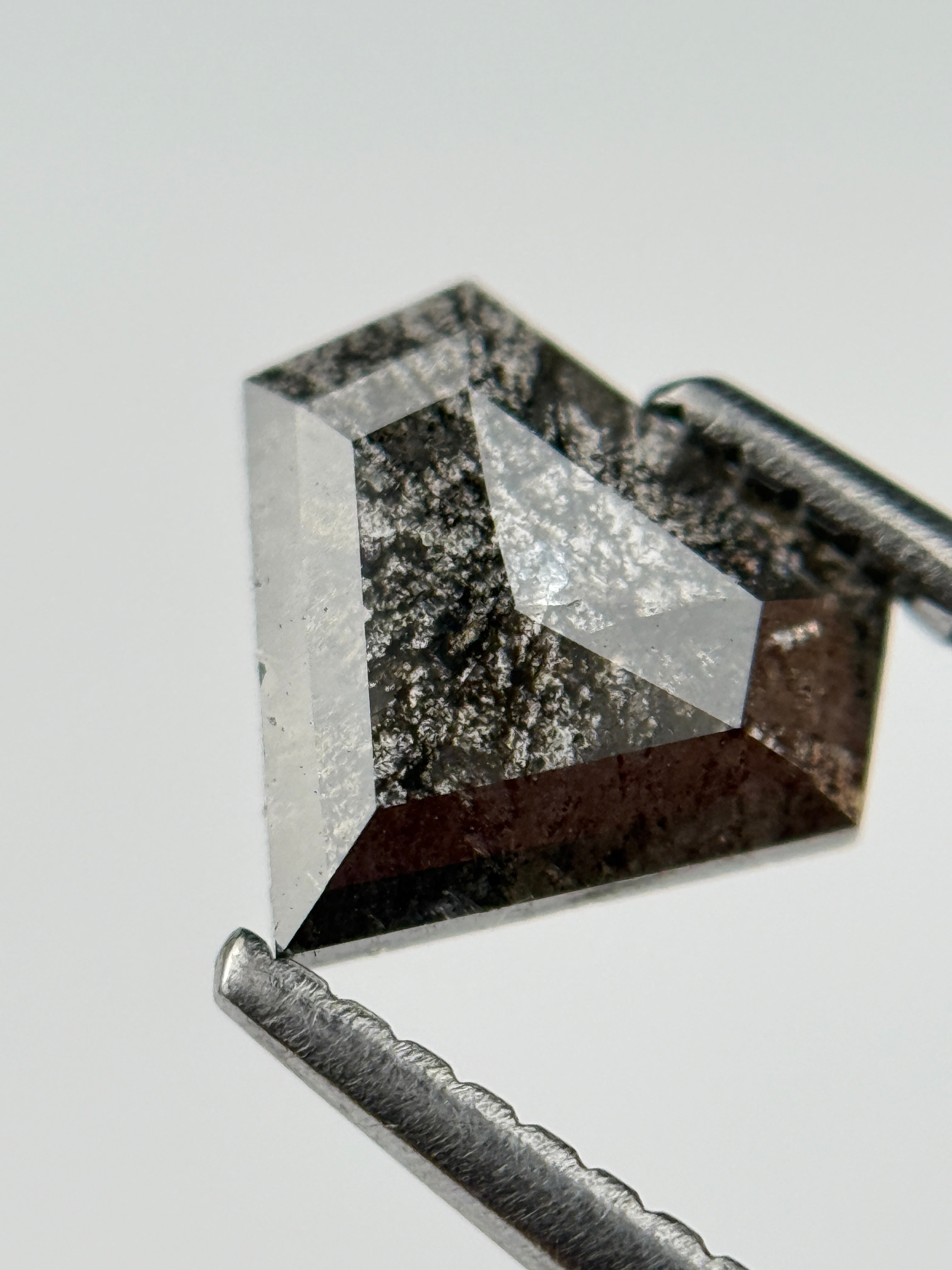 1.04 Ct Pentagon Rose Cut Grey Natural Salt and Pepper Diamond