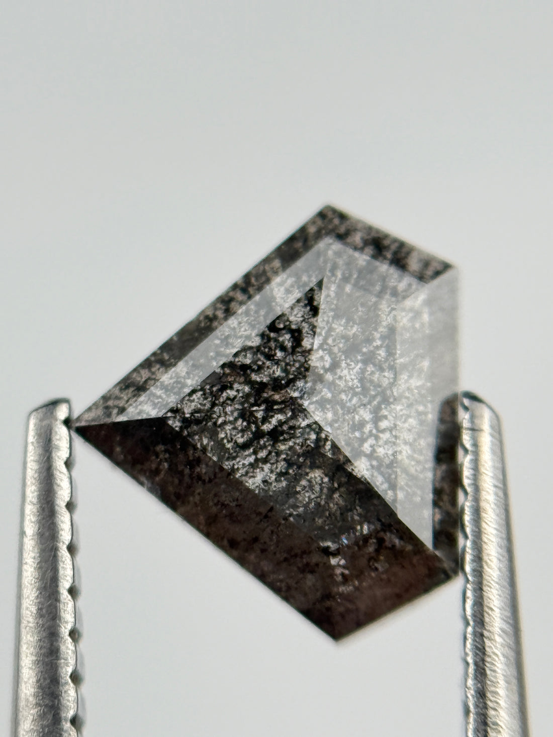1.04 Ct Pentagon Rose Cut Grey Natural Salt and Pepper Diamond