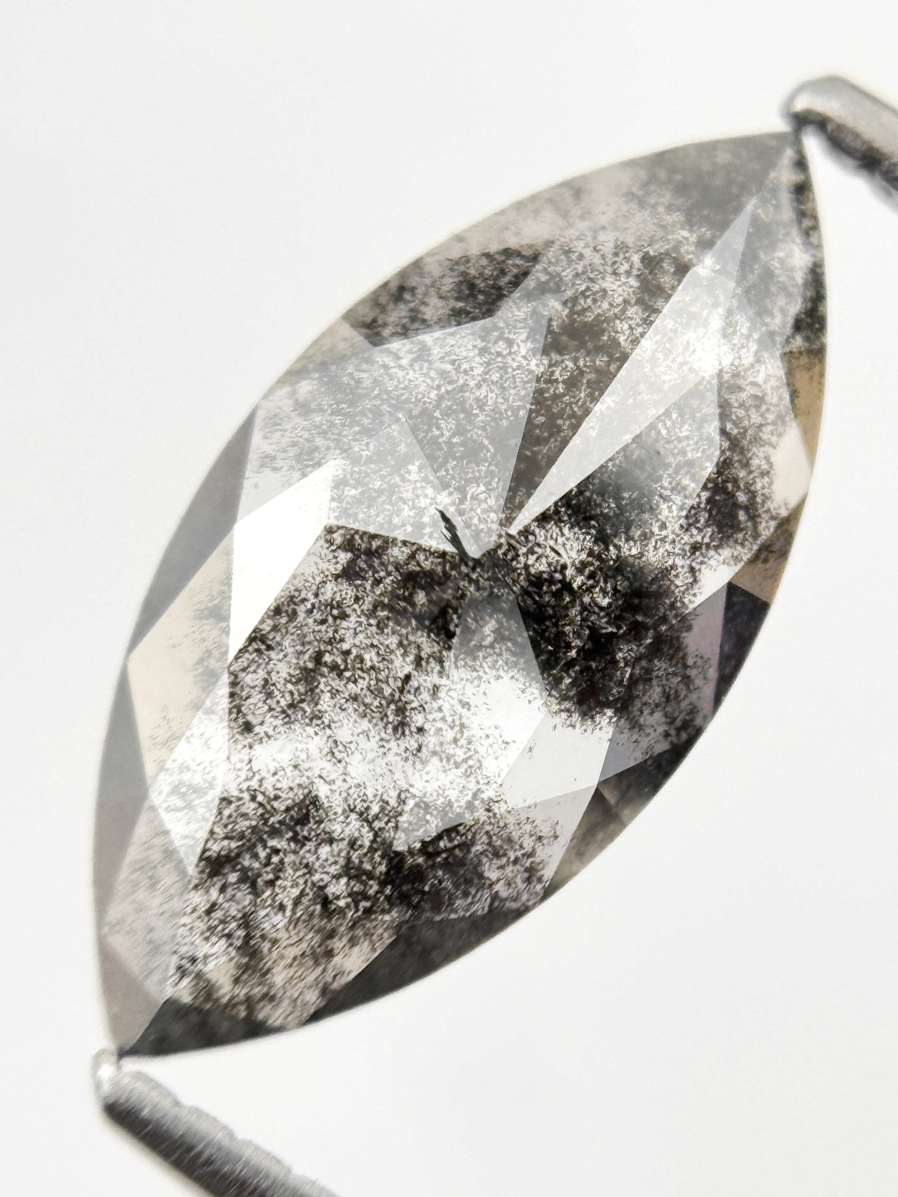 1.79 Ct Marquise Rose Cut Grey Natural Galaxy Diamond
