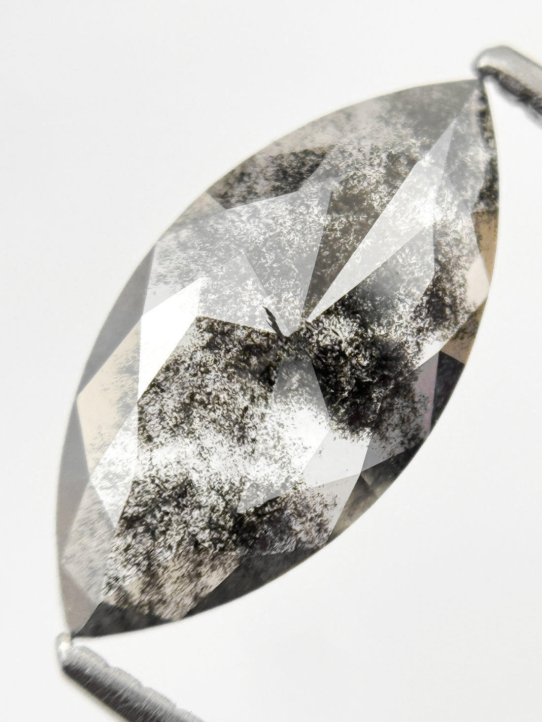1.79 Ct Marquise Rose Cut Grey Natural Galaxy Diamond