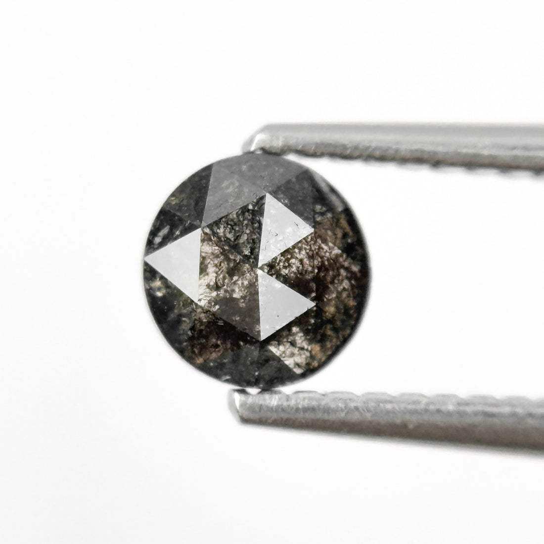 0.68 Ct Round Rose Cut Grey Natural Salt and Pepper Diamond