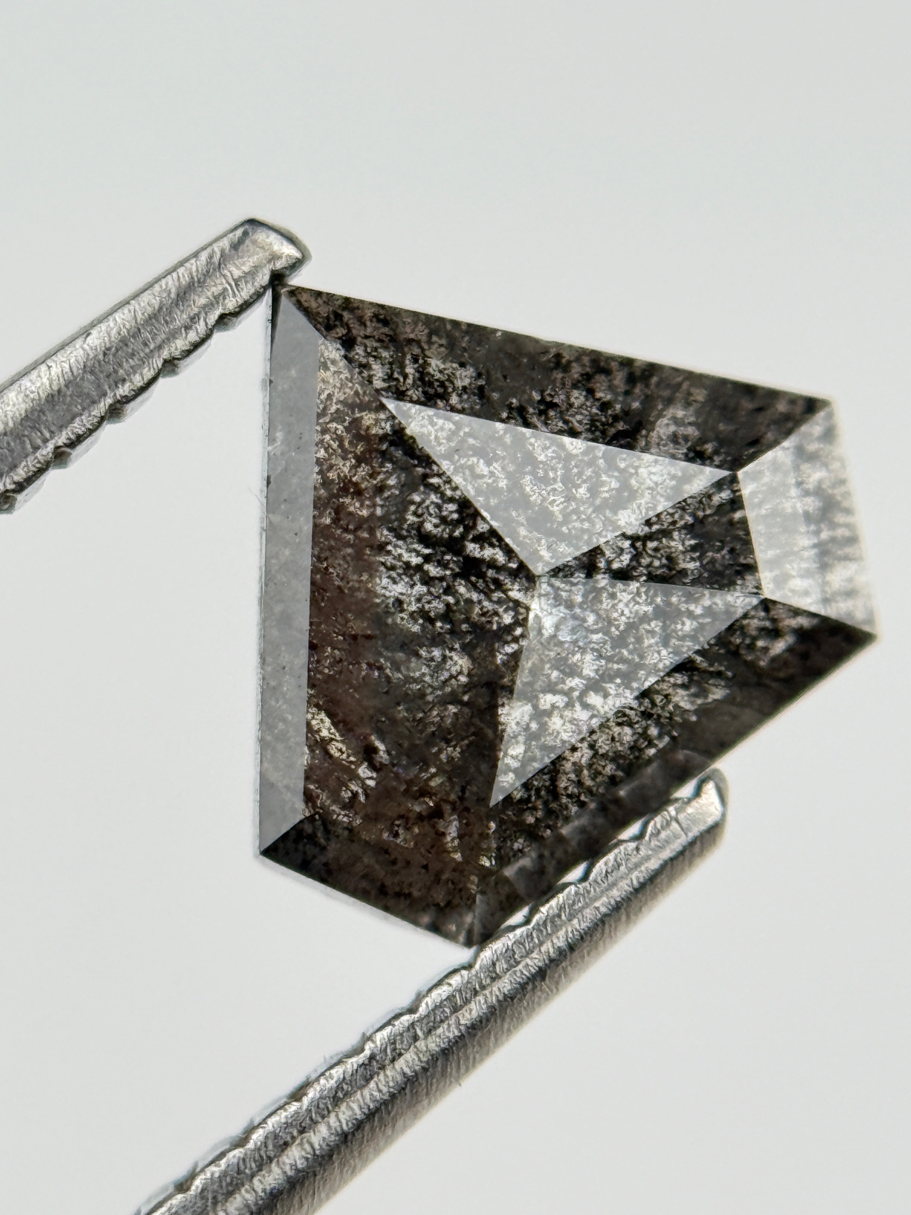 1.04 Ct Pentagon Rose Cut Grey Natural Salt and Pepper Diamond